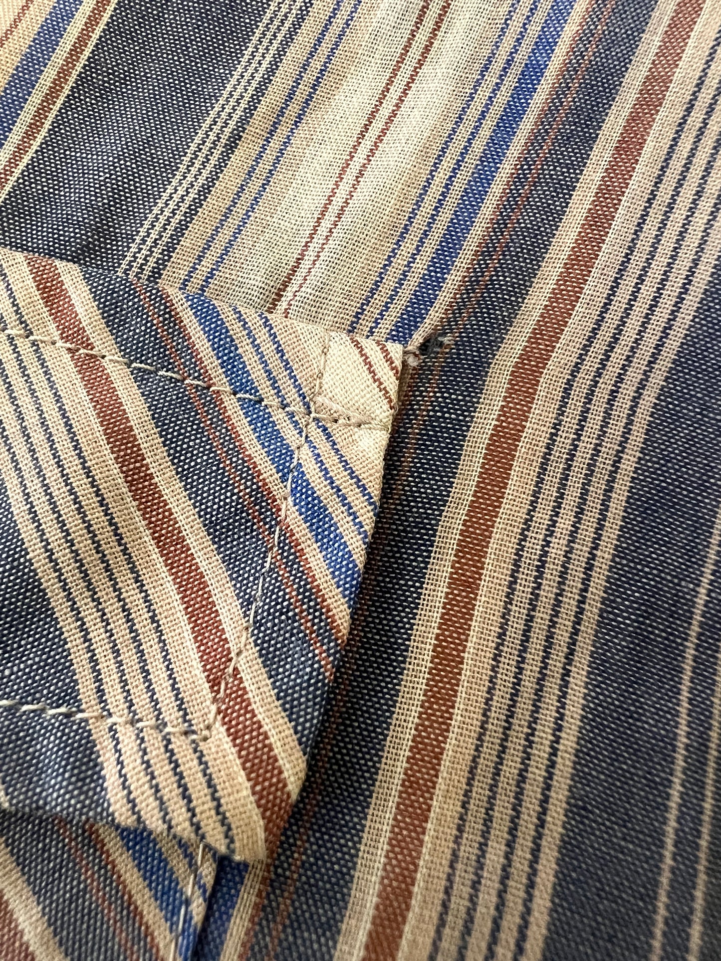 80s Ely Cattleman Brown and Blue Striped Pearl Snap Western Shirt