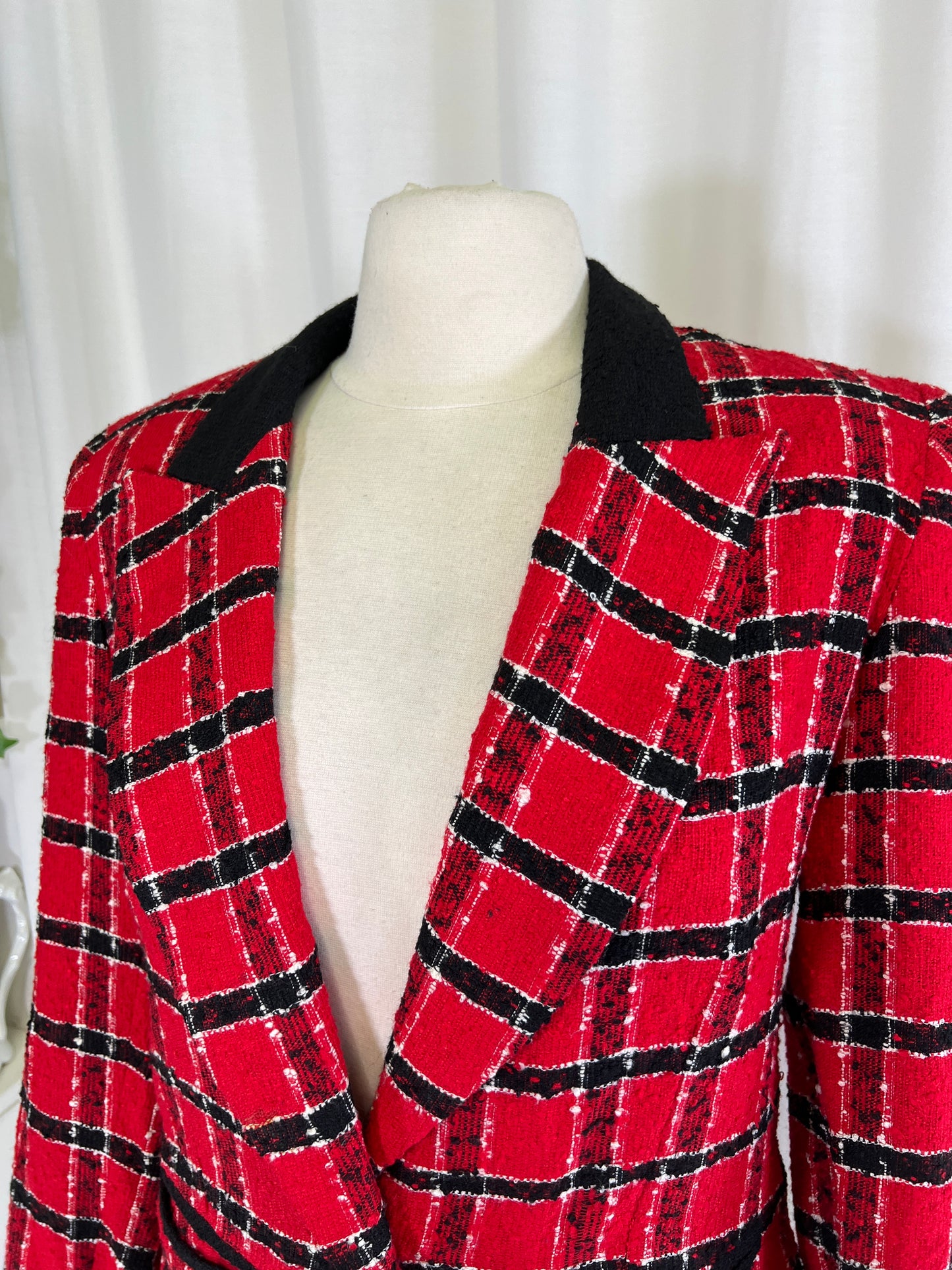 80s For Pete’s Sake Black and Red Plaid Blazer Jacket