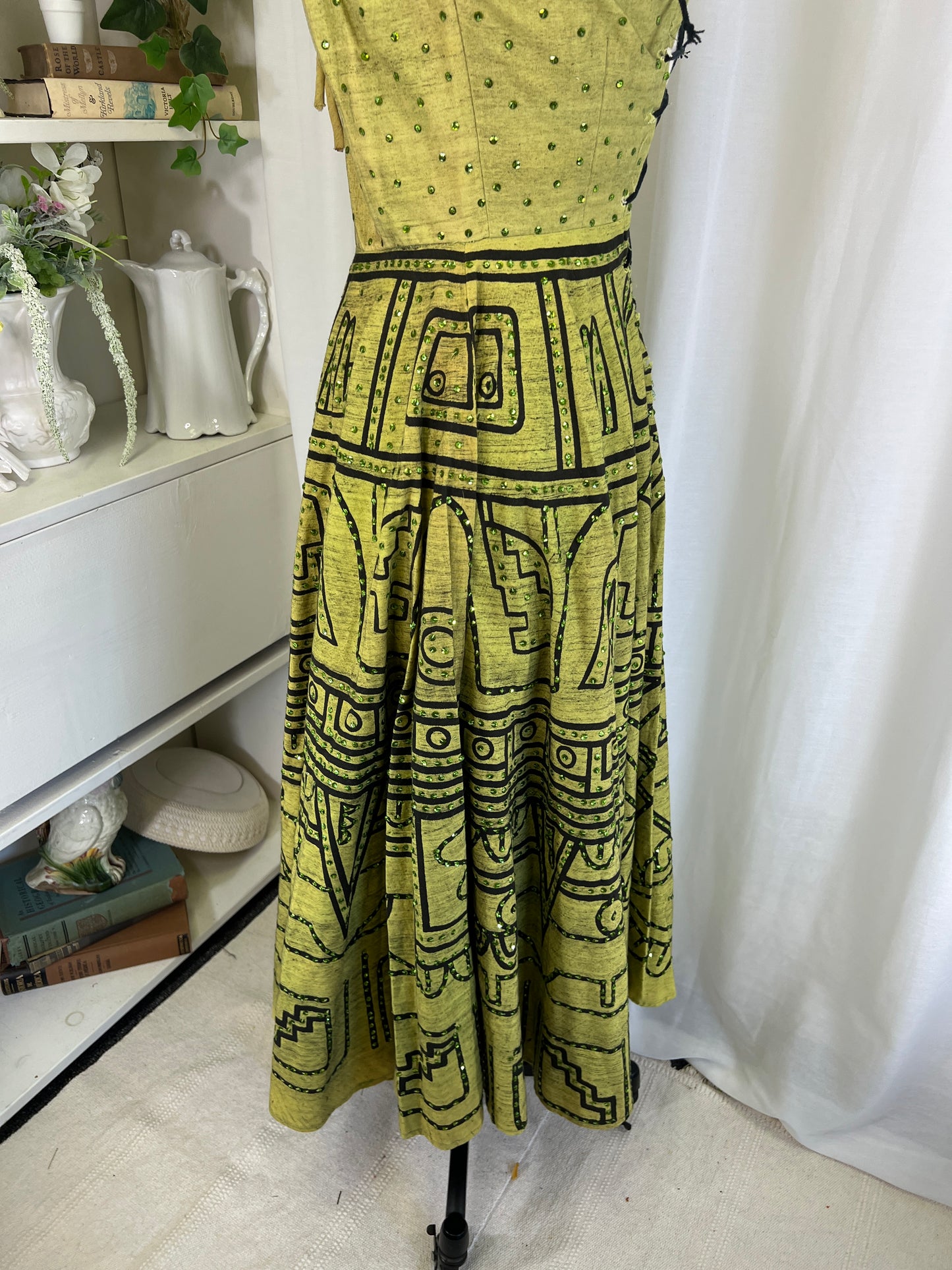 50s Green Sequined Mexican Souvenir Dress