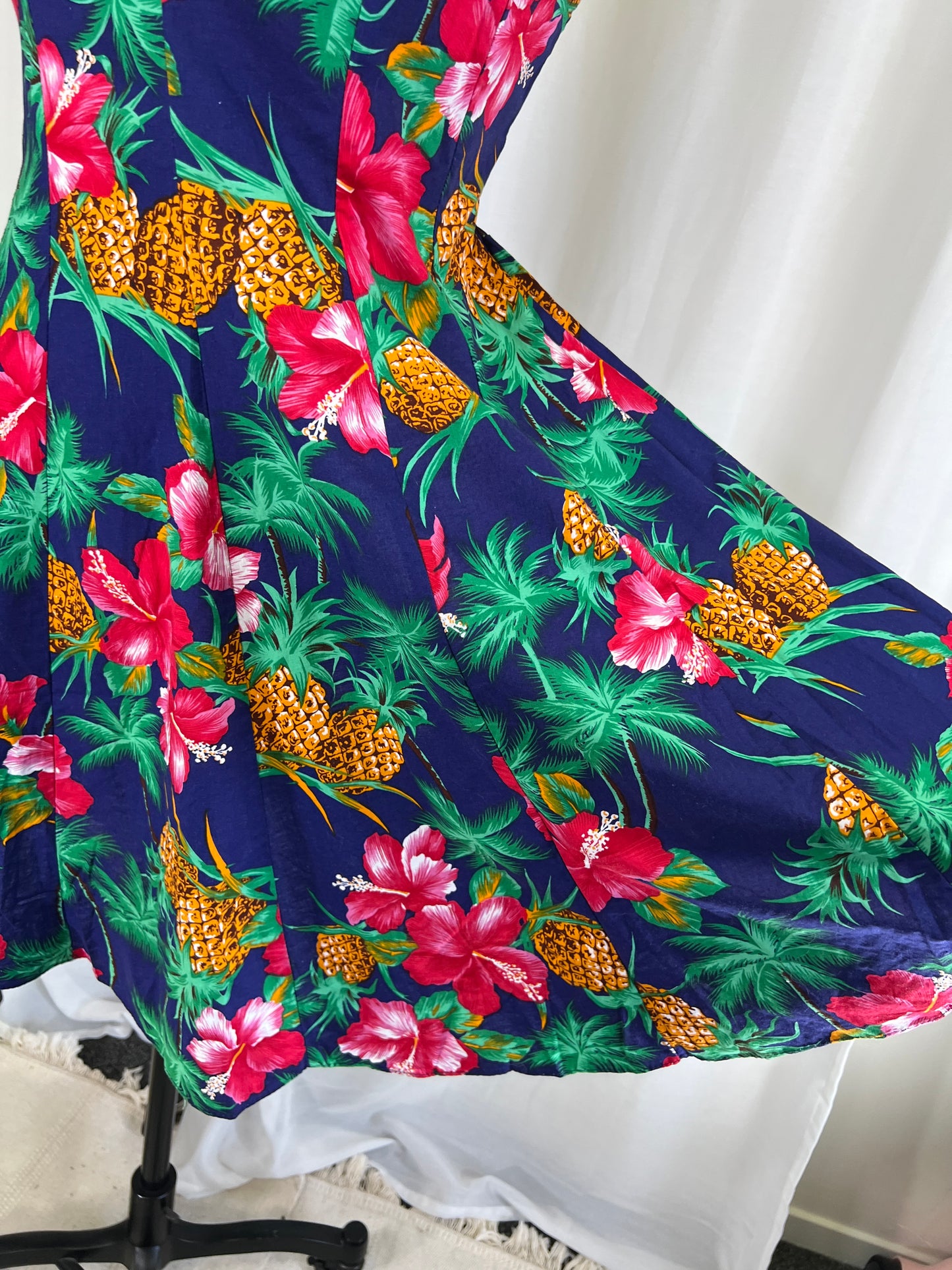 80s Royal Creations Hawaiian Print Mini Dress