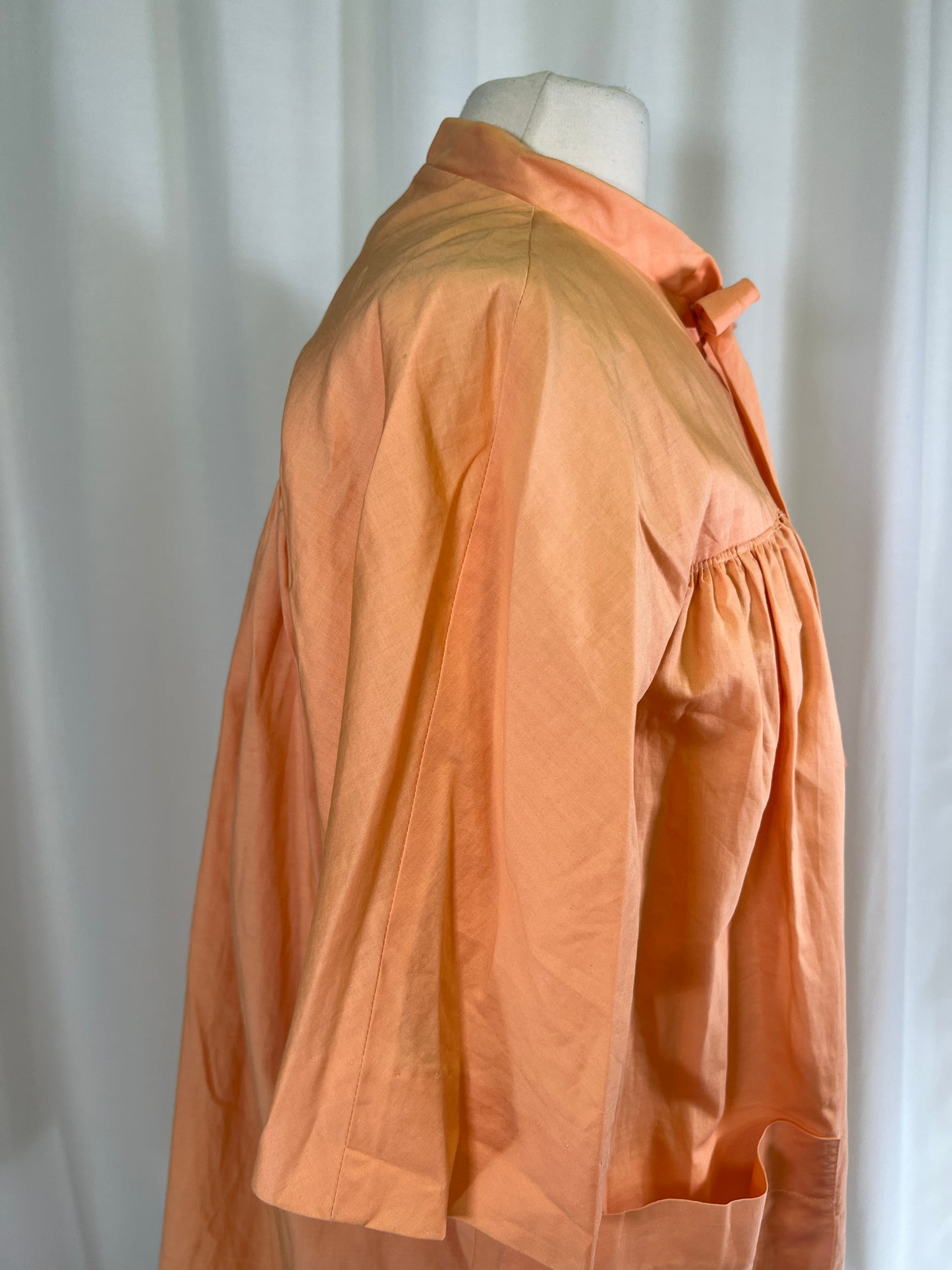 60s Leslie Palmer Peach Pussy Bow Smock Dress