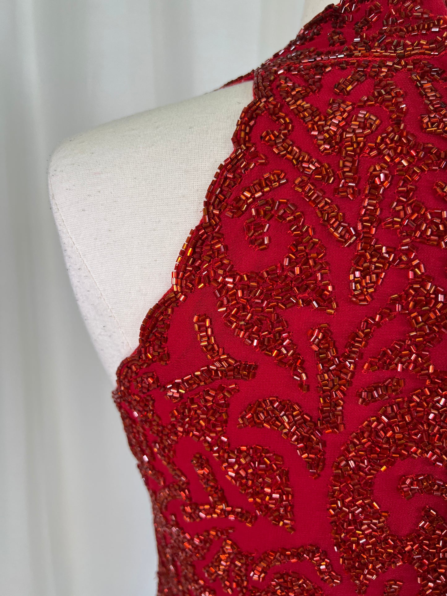 90s Y2K Red Beaded JKARA Tank Blouse