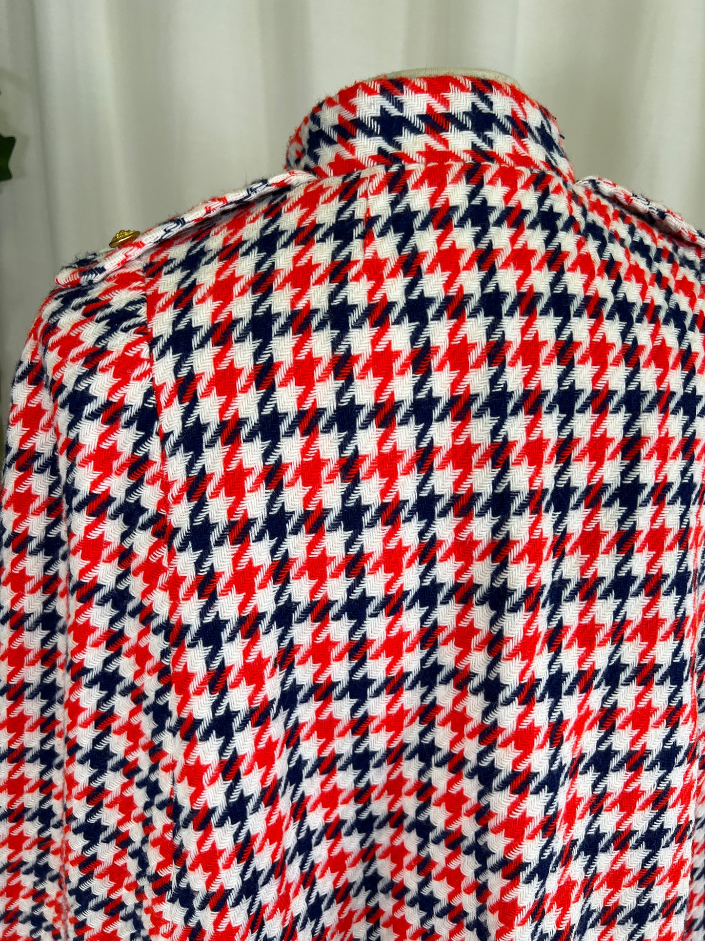 60s Red White and Blue Houndstooth Mod Cape