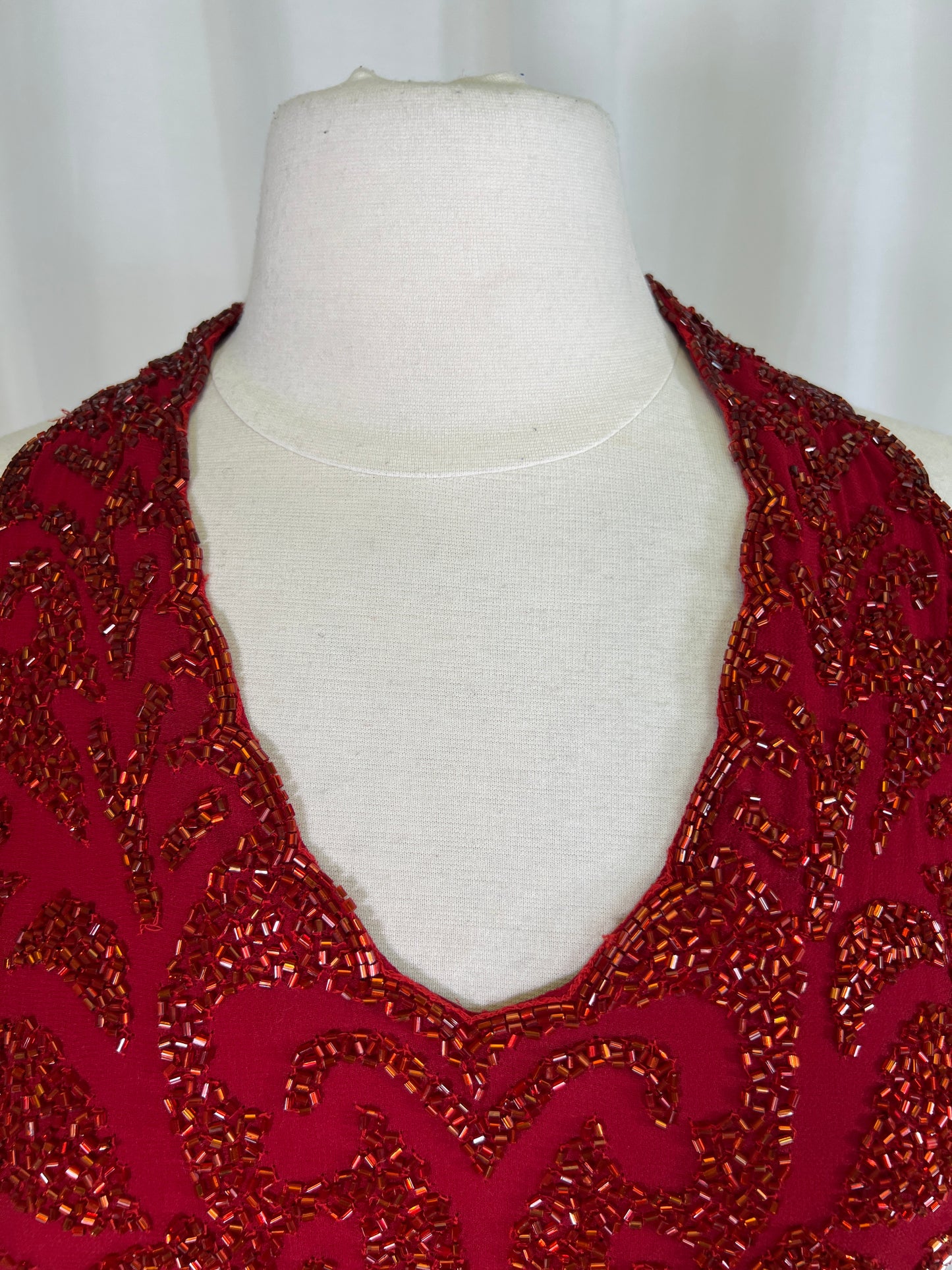 90s Y2K Red Beaded JKARA Tank Blouse