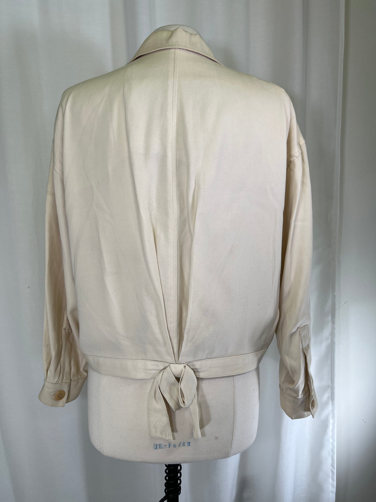 90s Anne Klein Cream Boxy Jacket with Bow