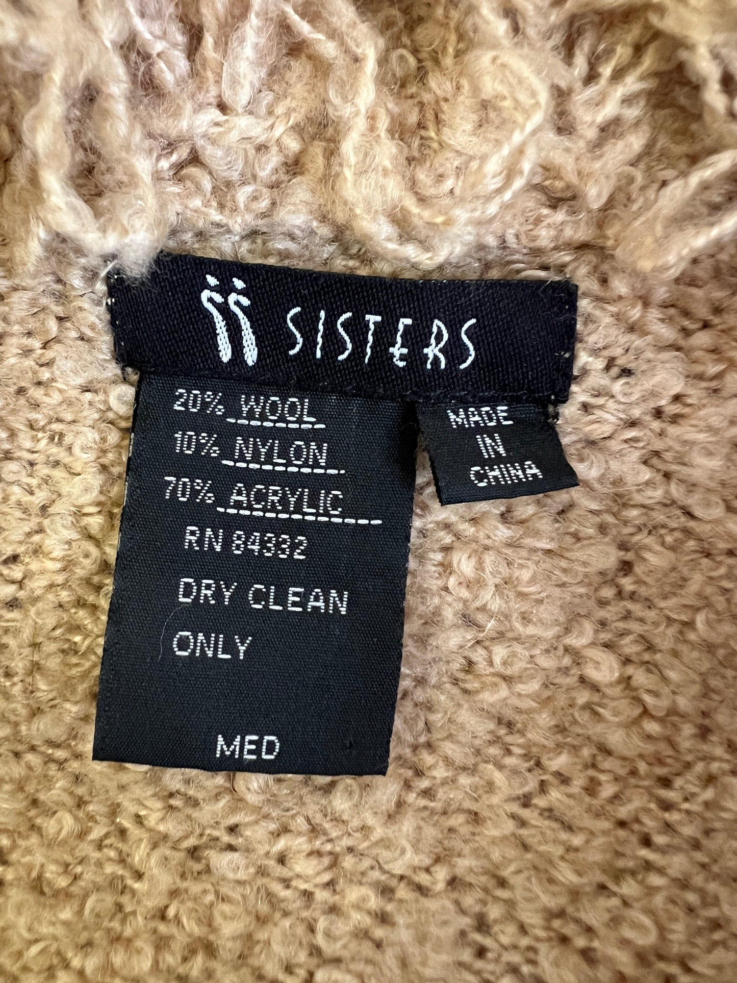 90s Sisters Wool Blend Cream Fringed Zip-up Sweater