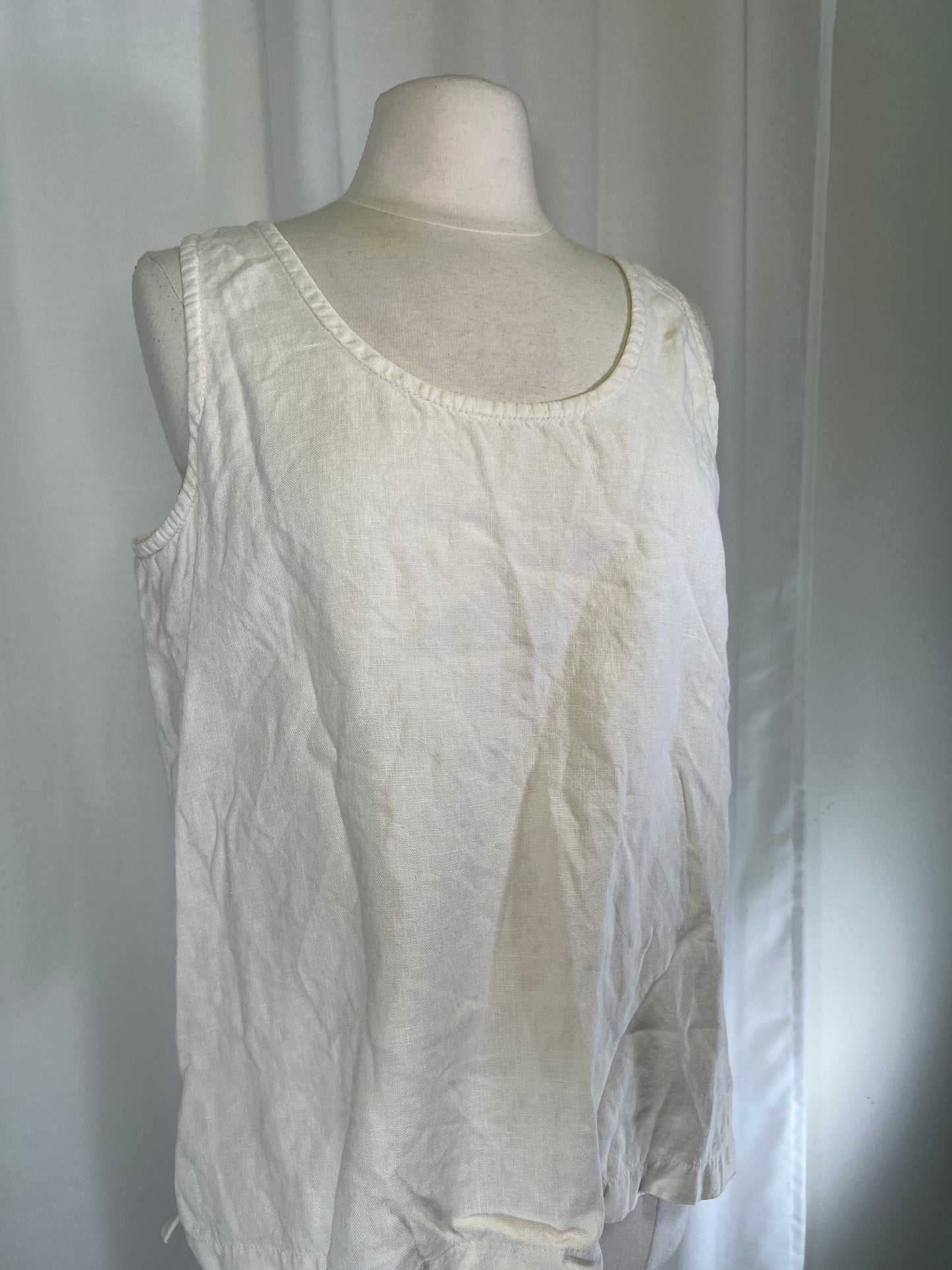 80s Boxy Cream Linen Tank Blouse