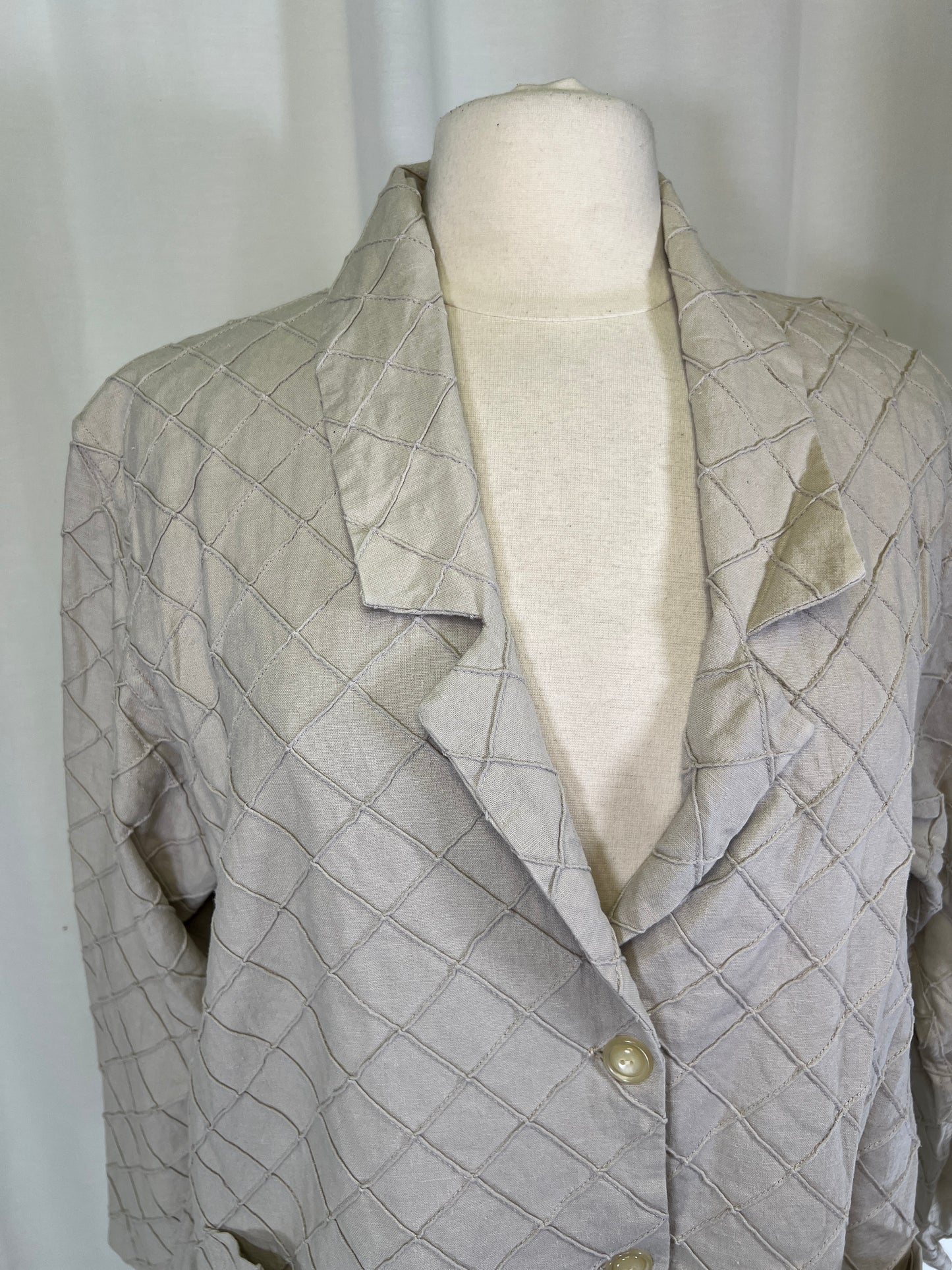 80s Textured Tan Boxy Blazer Jacket