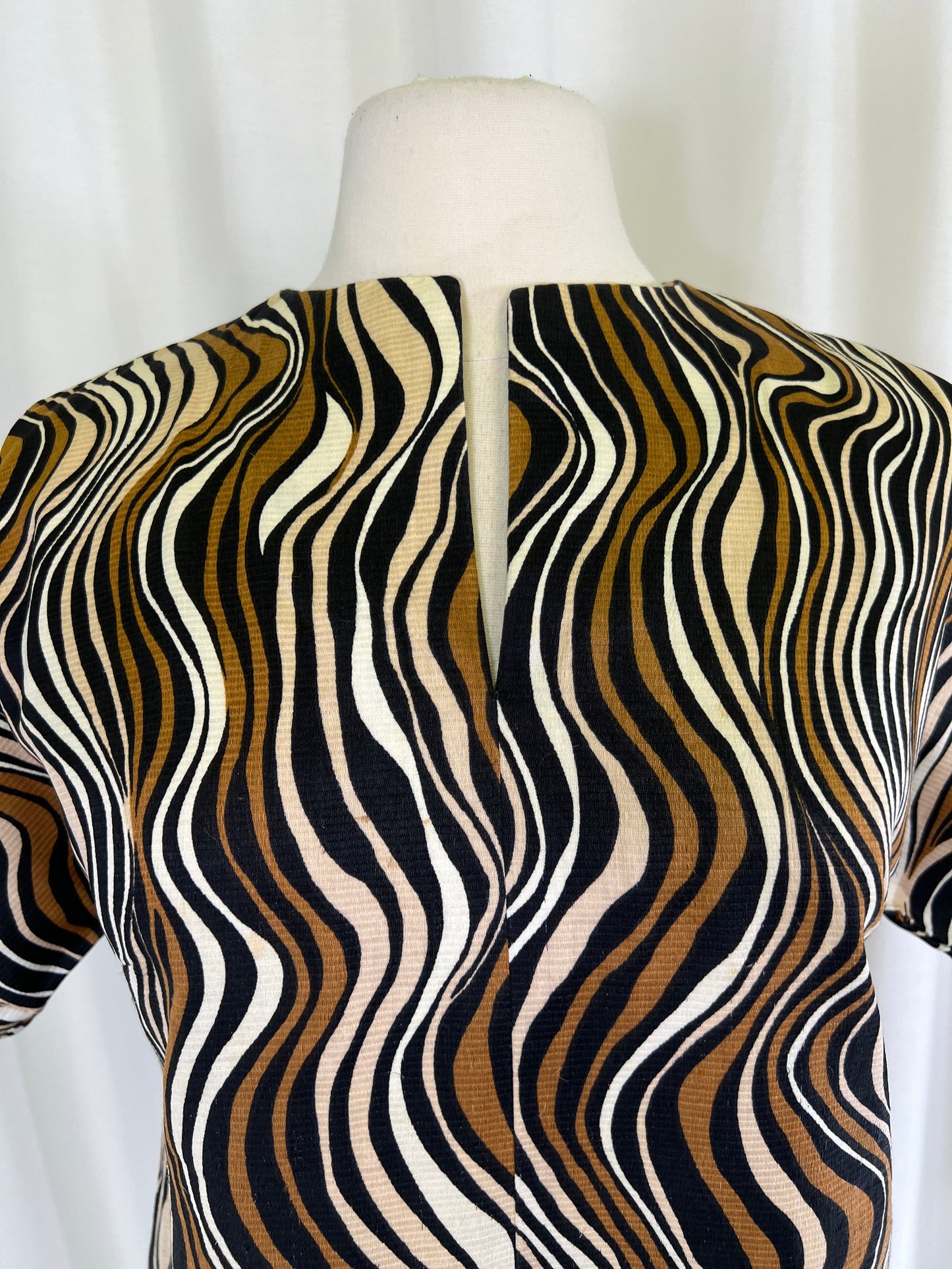 70s Browns and Creams Abstract Swirls Blouse