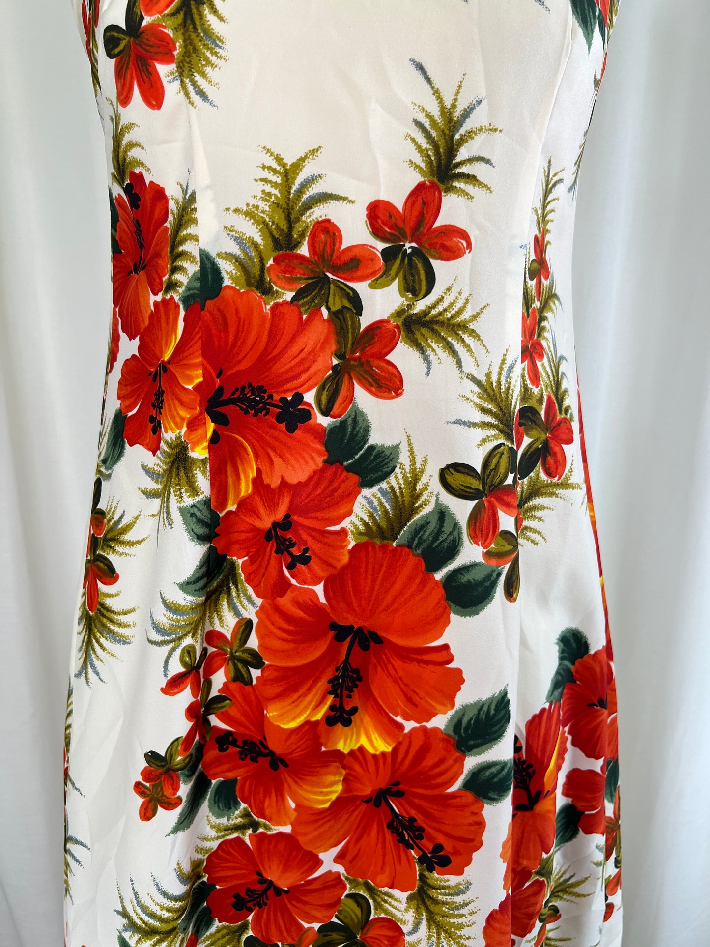 60s Darina Hawaiian Print Train Back Maxi Dress