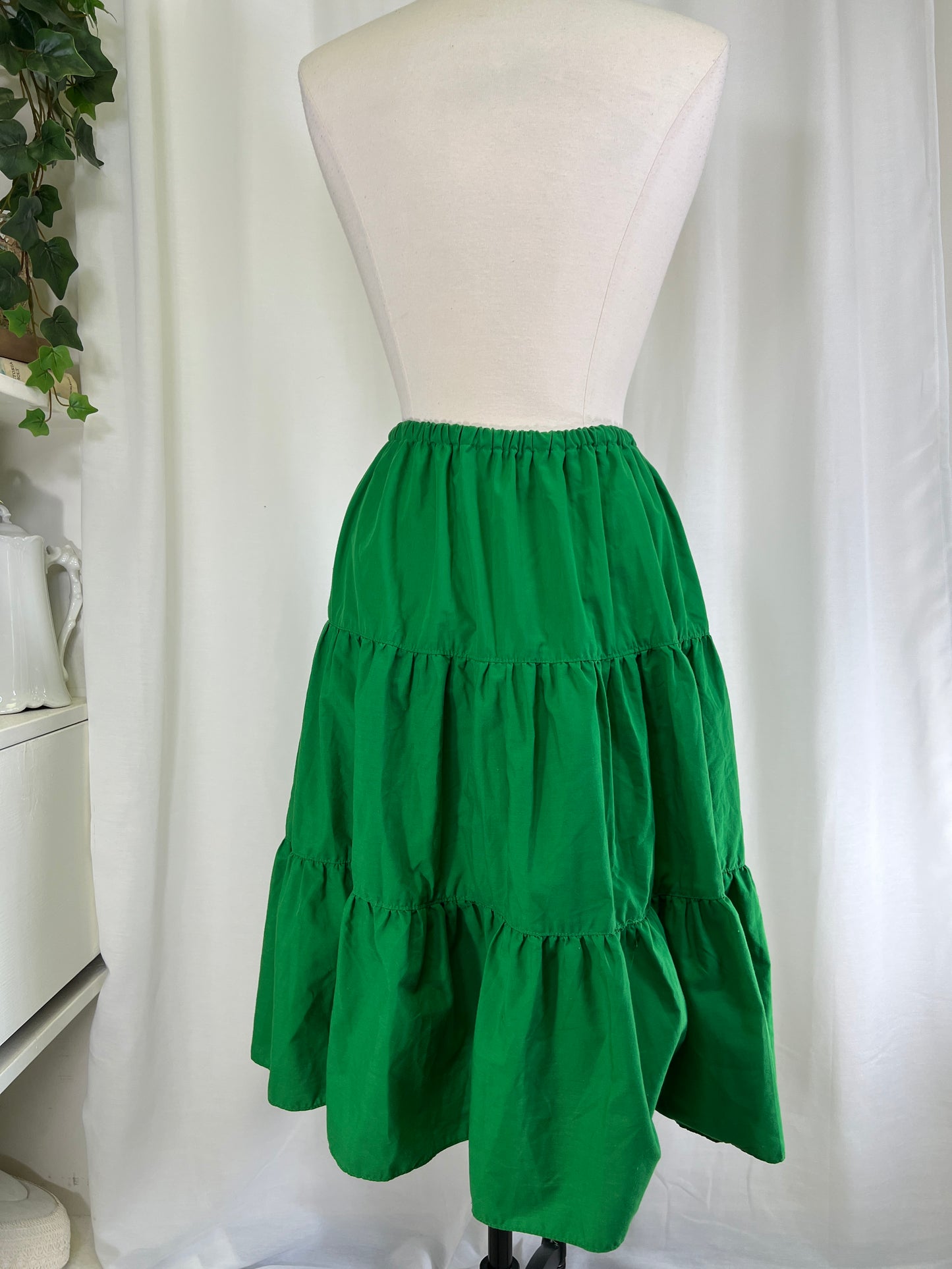 90s Green Swing Dance Western Circle Skirt