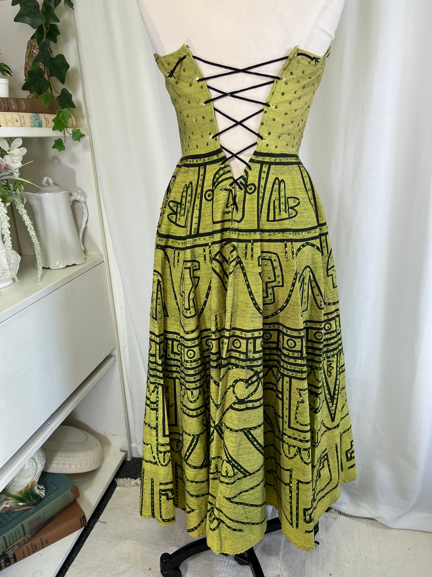 50s Green Sequined Mexican Souvenir Dress