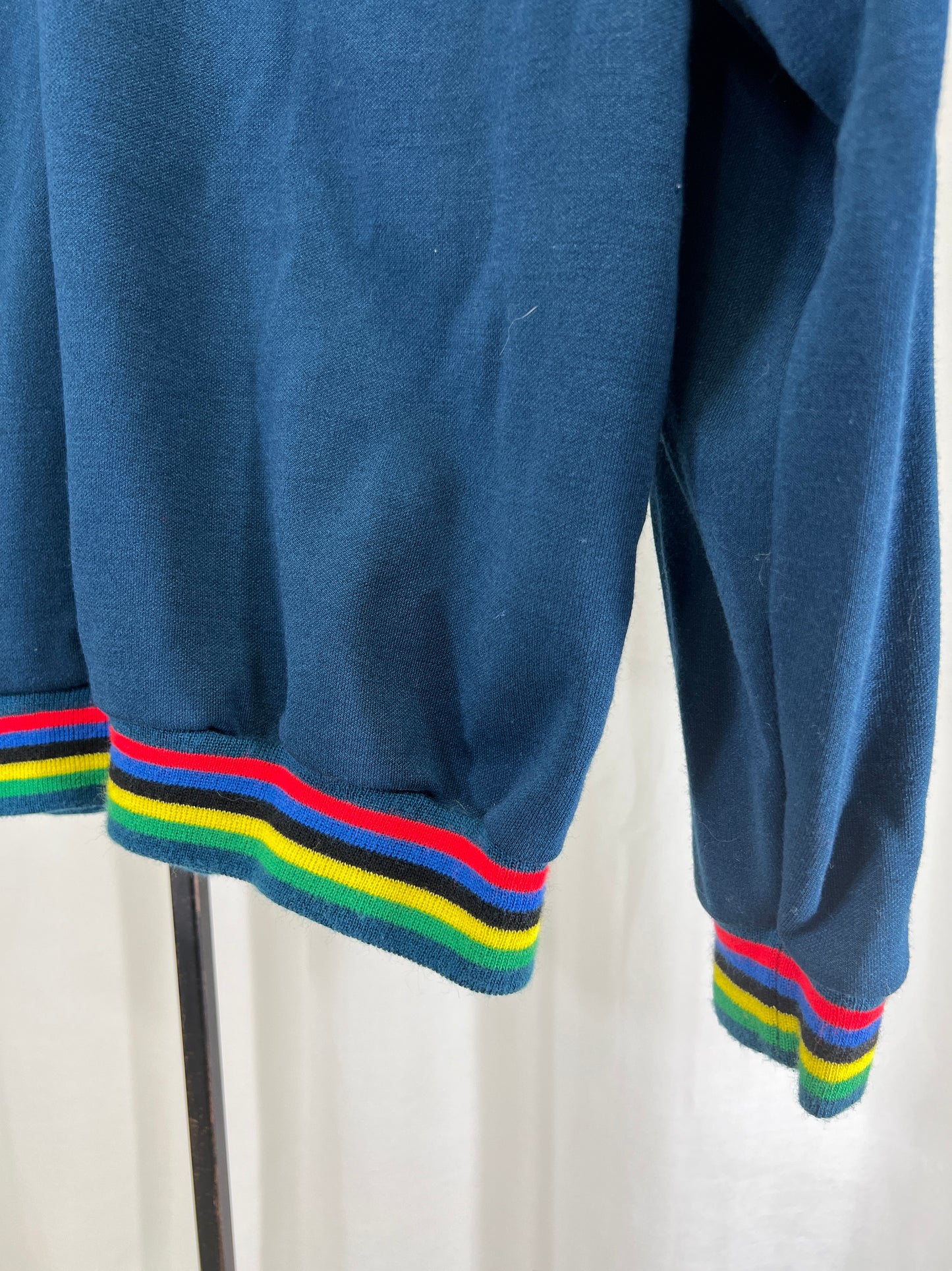 80s Pace Rainbow Trimmed Wool Blend Cycle Sweater