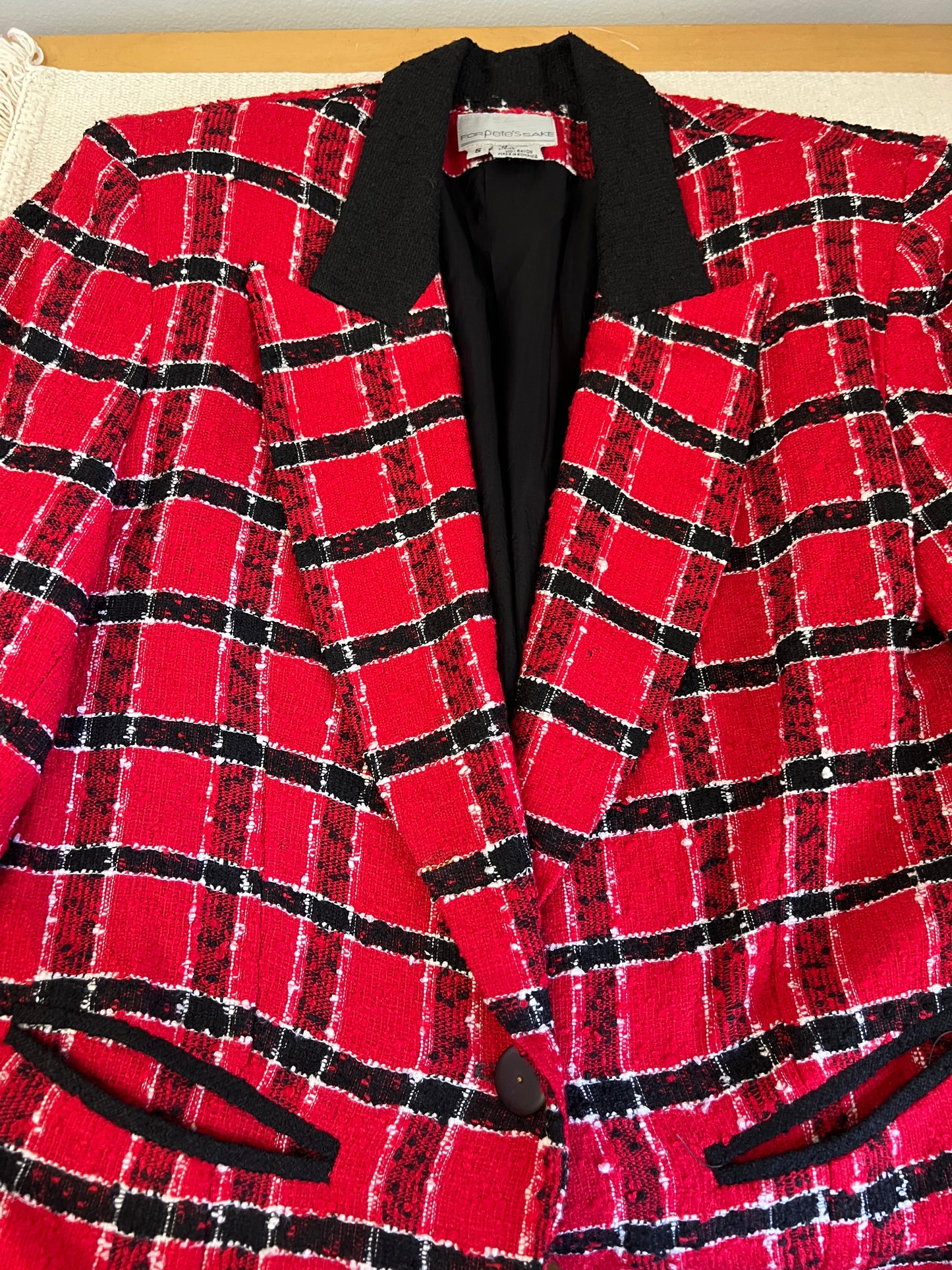 80s For Pete’s Sake Black and Red Plaid Blazer Jacket