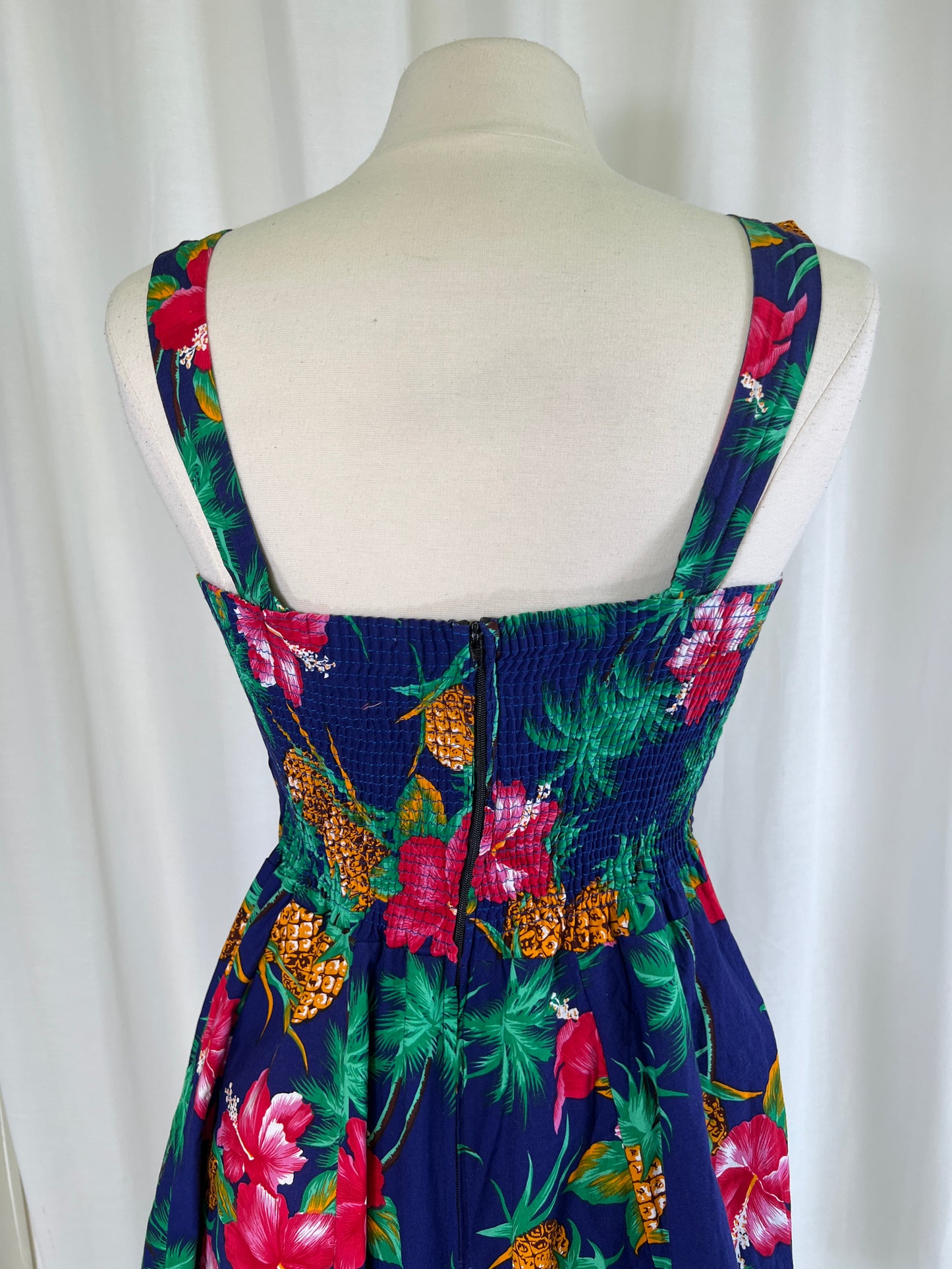 80s Royal Creations Hawaiian Print Mini Dress