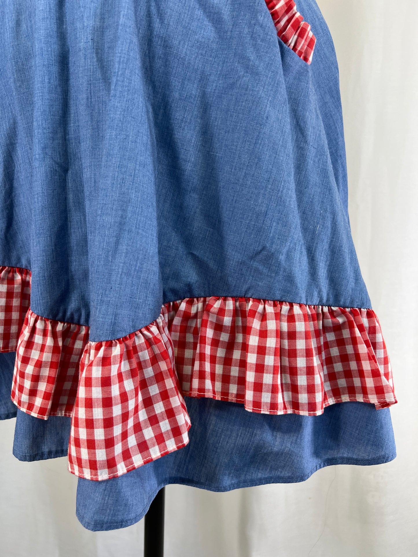 70s Denim and Gingham Western Square
Dancing Skirt by Square Up Fashions