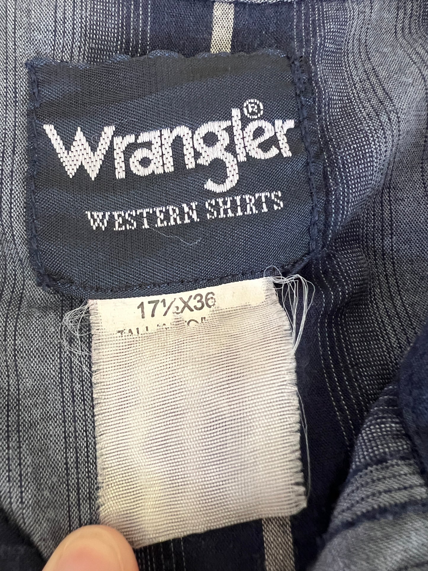 80s Wrangler Blue Striped Pearl Snap Shirt