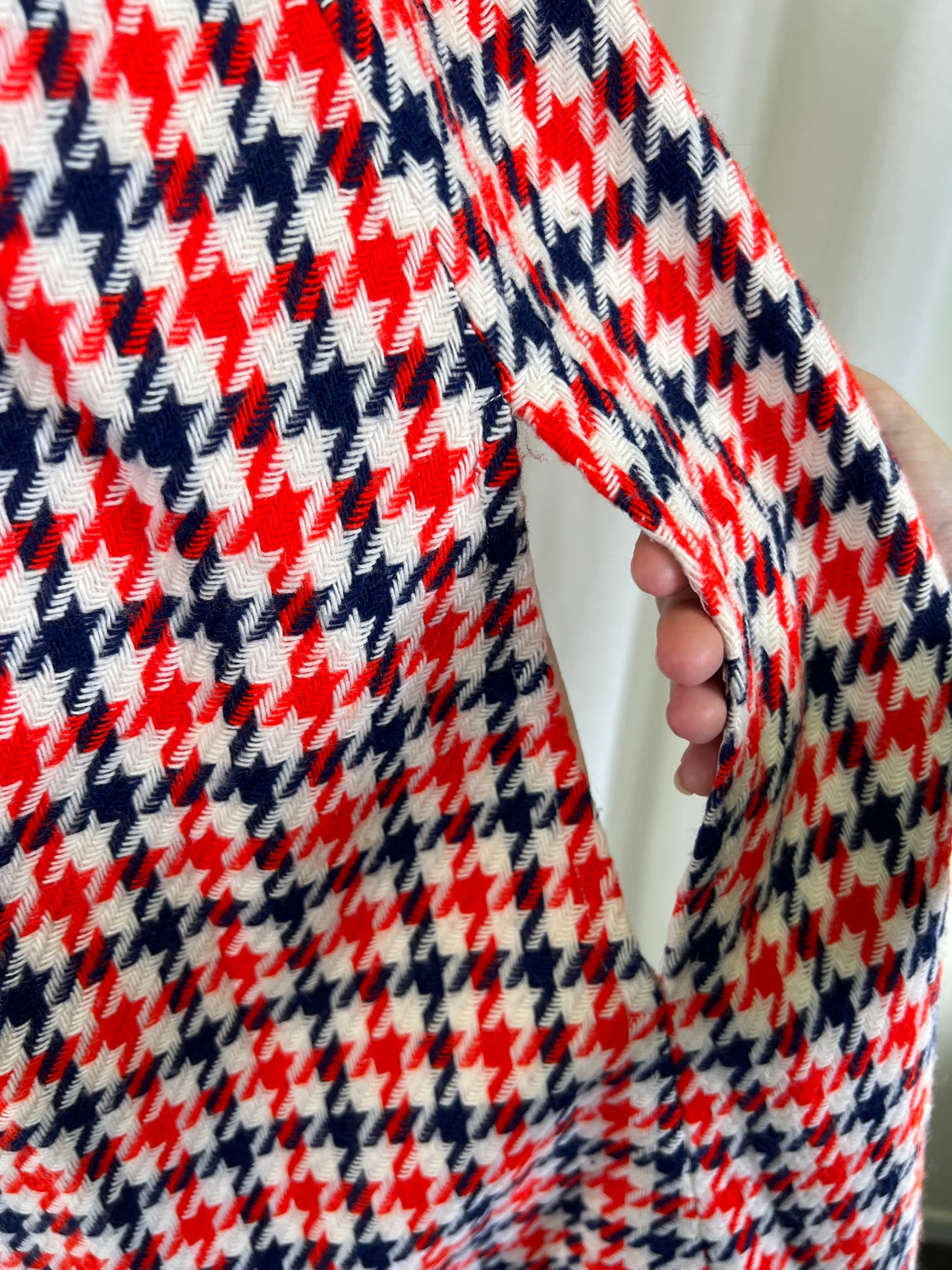 60s Red White and Blue Houndstooth Mod Cape