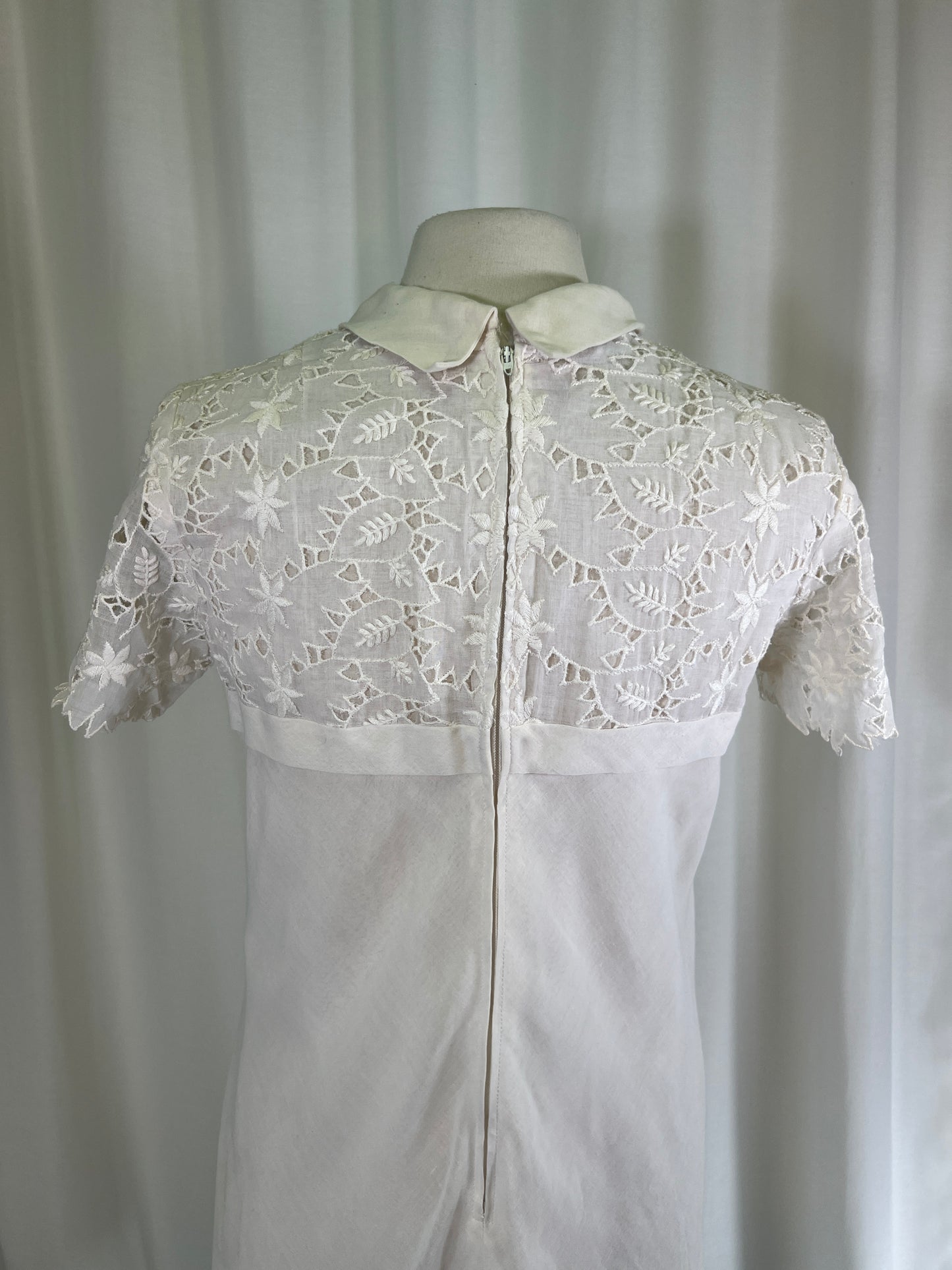 60s Johnathan Logan White Lace Top Sheath Dress