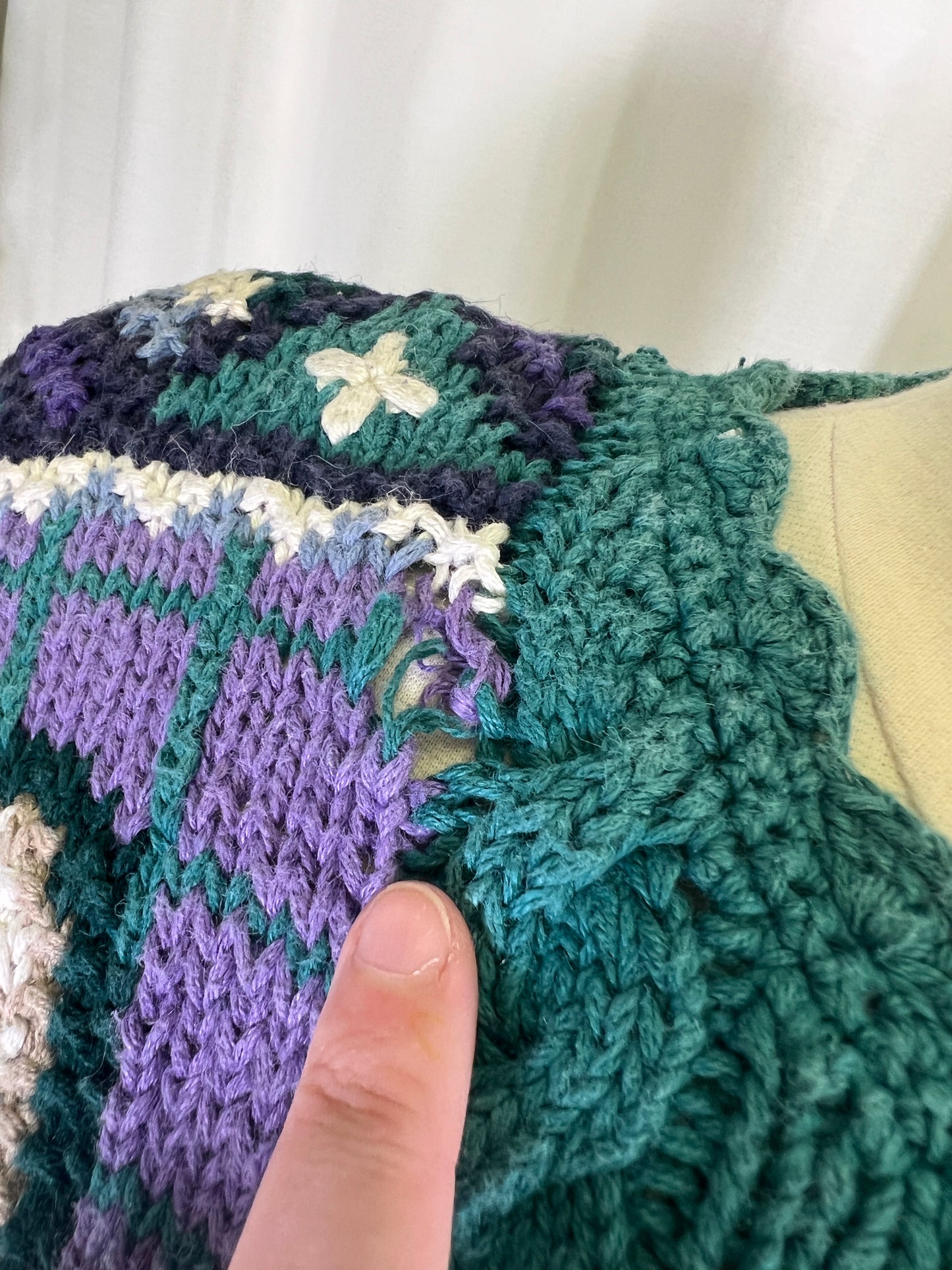 90s Northern Isles Purple and Green Heart Sweater