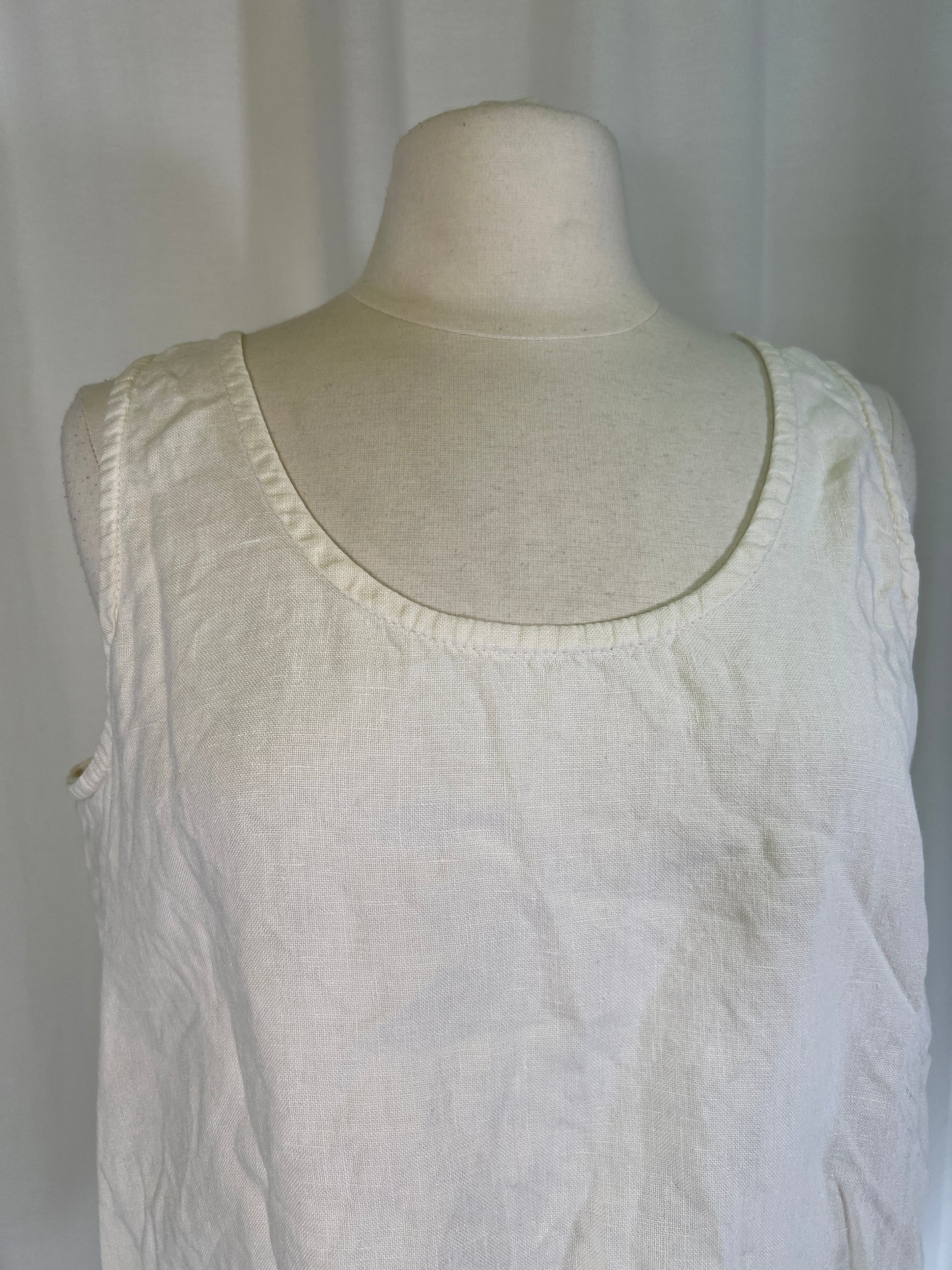 80s Boxy Cream Linen Tank Blouse