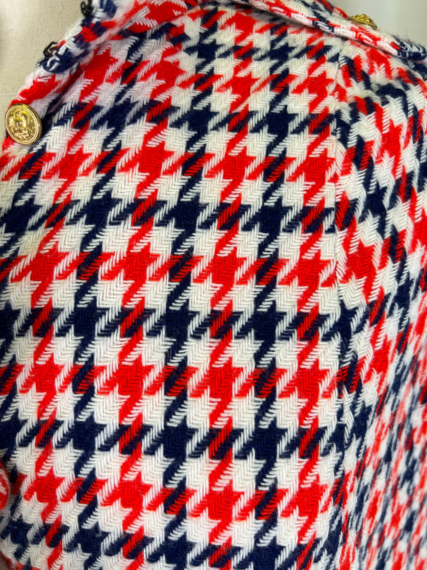 60s Red White and Blue Houndstooth Mod Cape