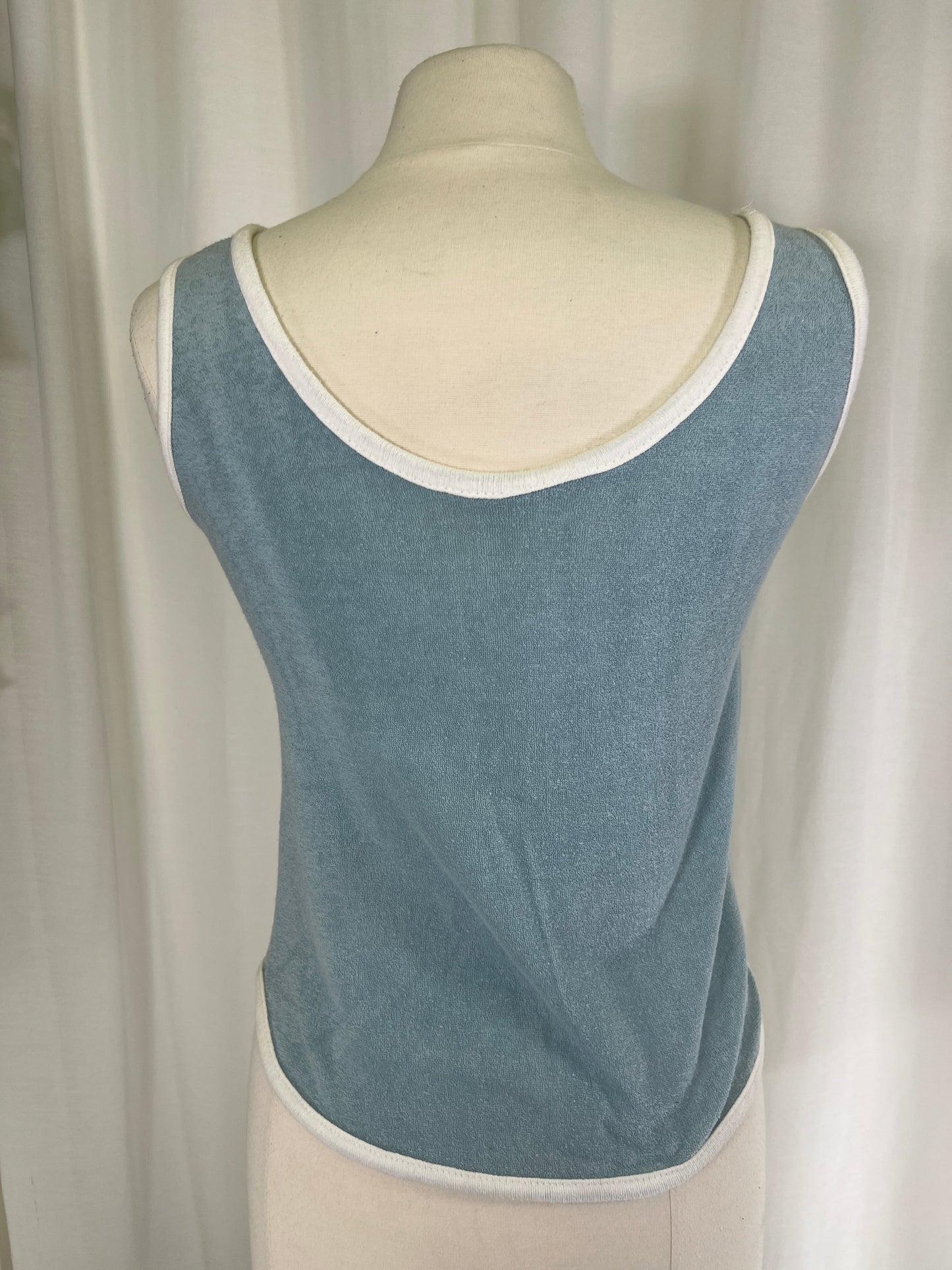 80s Blue and White Terrycloth Tank Top