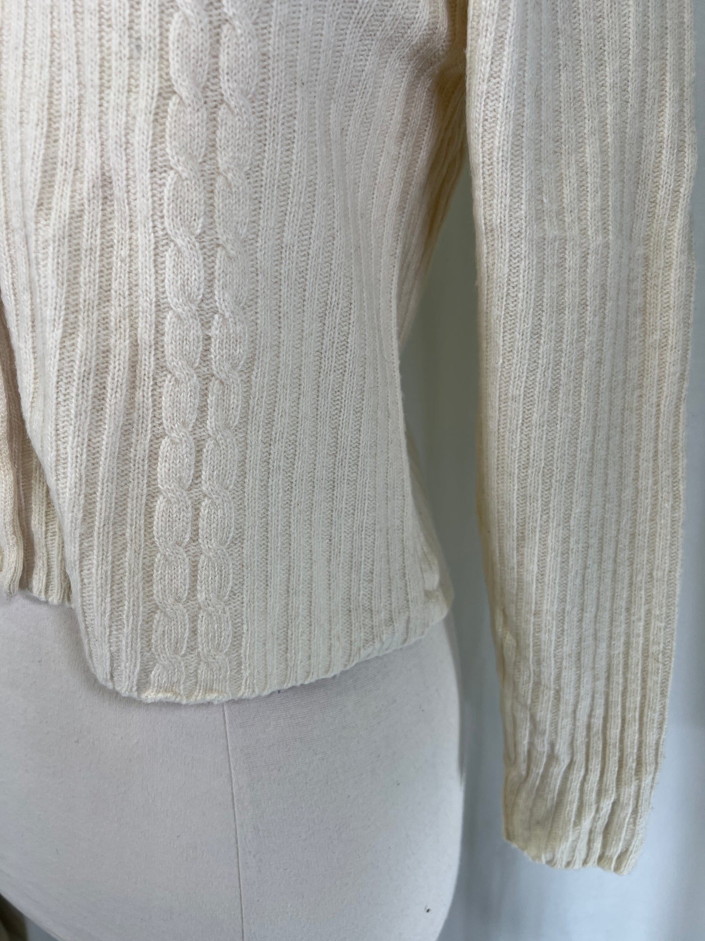 90s The Limited Cream Cable Knit Wool Cardigan Sweater