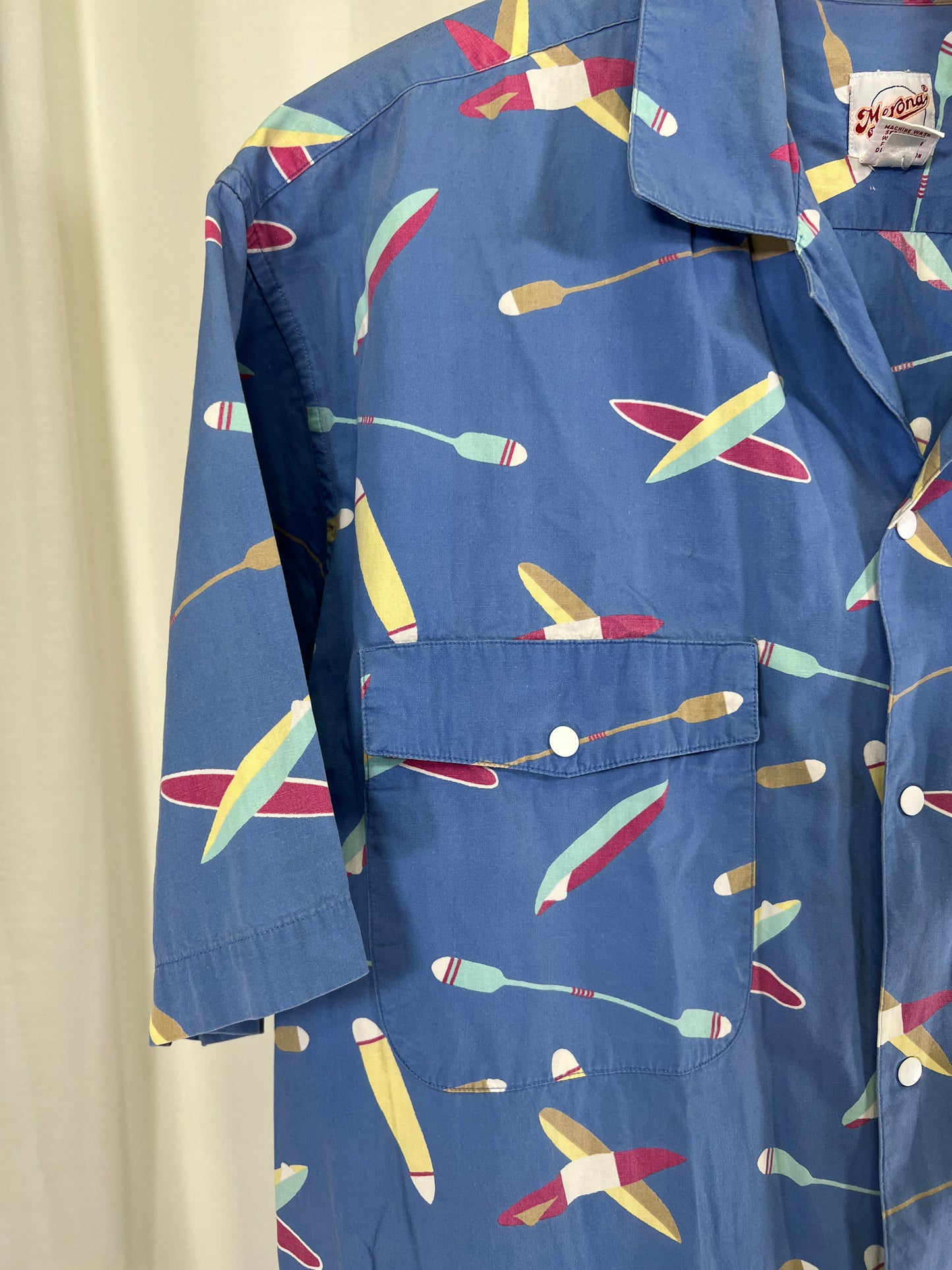 80s Merona Surfboards and Paddles Patterned Shirt