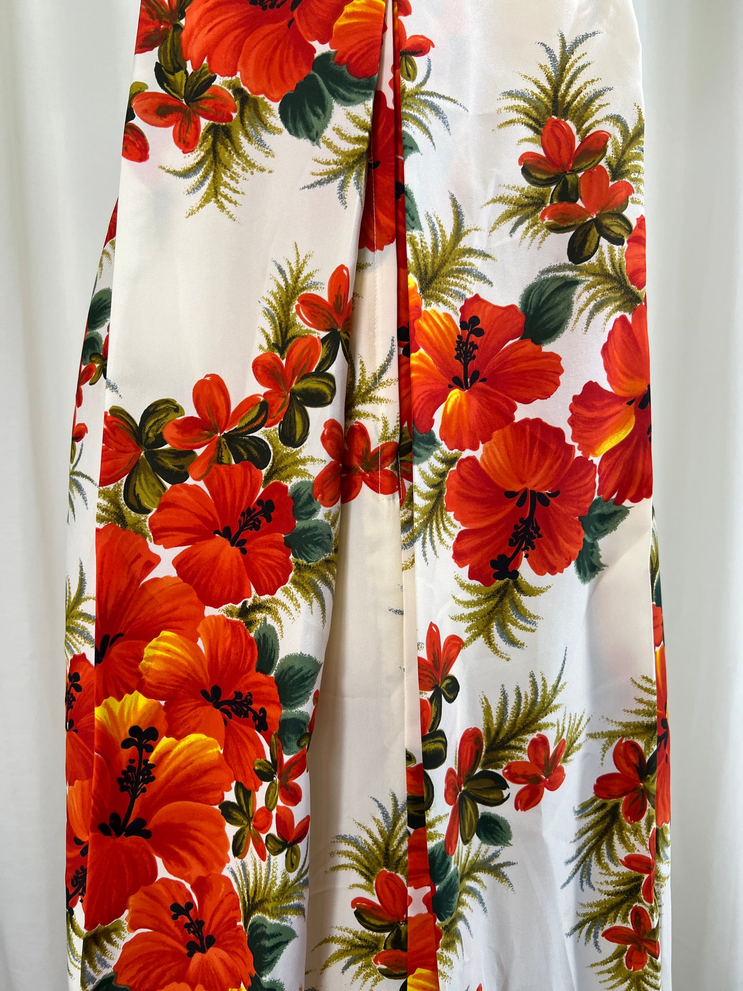 60s Darina Hawaiian Print Train Back Maxi Dress