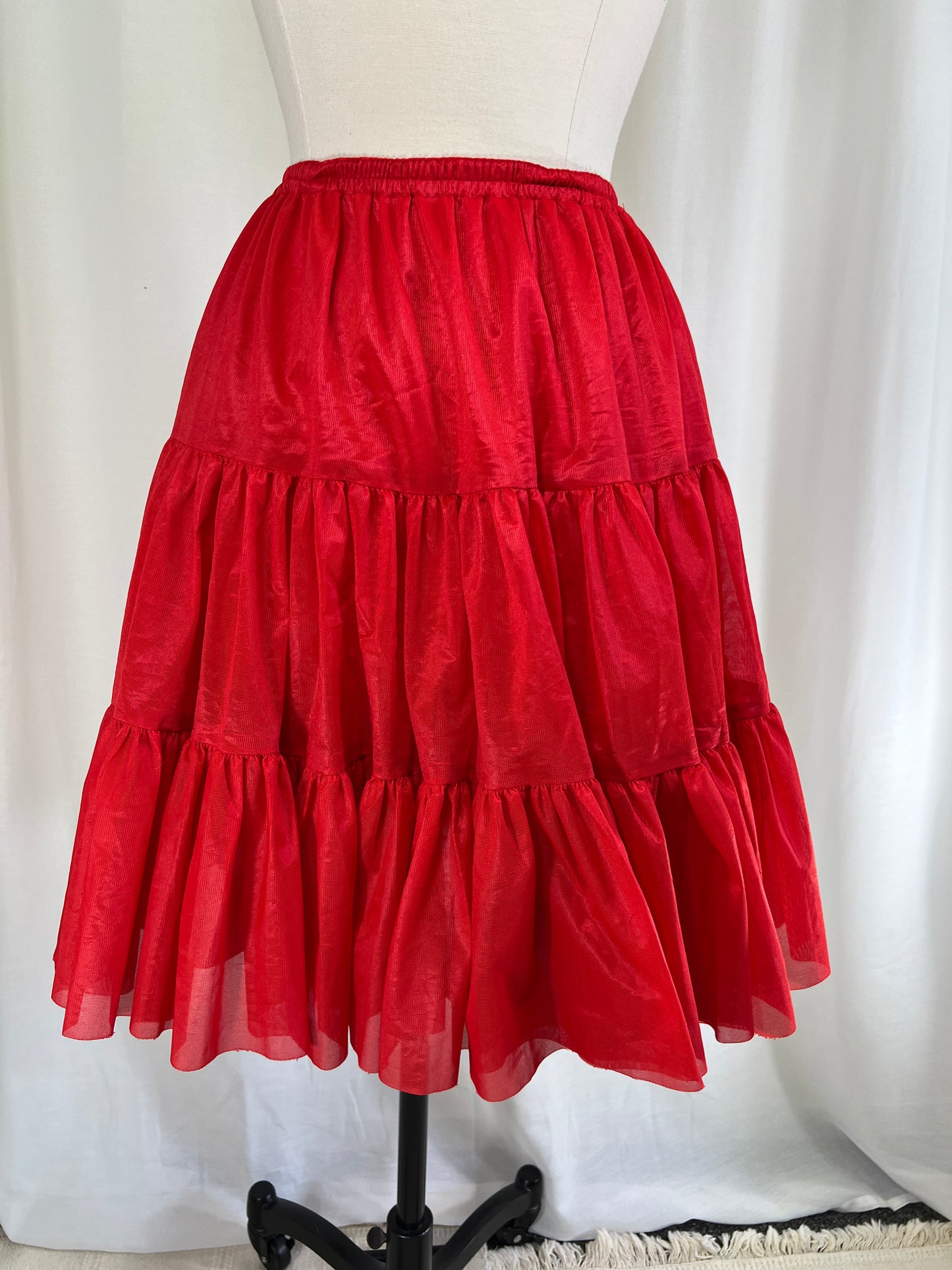 90s Y2K Red Western Square Dancing Skirt Petticoat