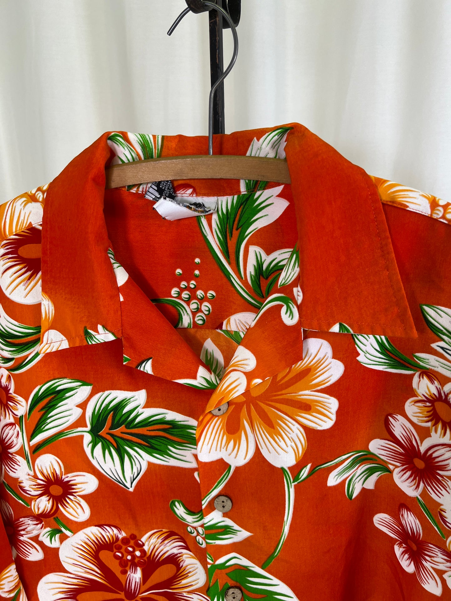 80s Kennington Orange Hawaiian Print Shirt