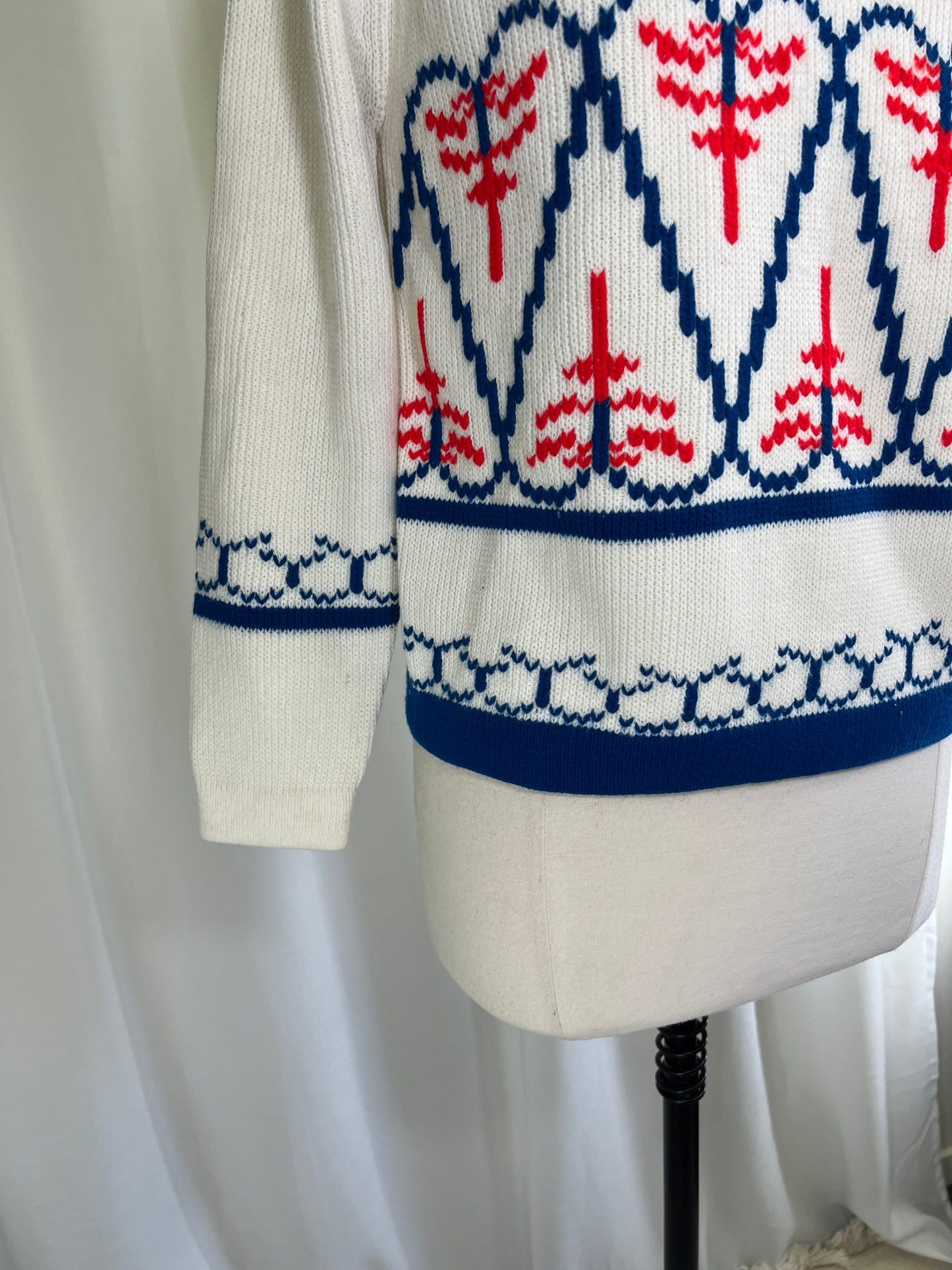 70s Red White and Blue Hearts Sweater