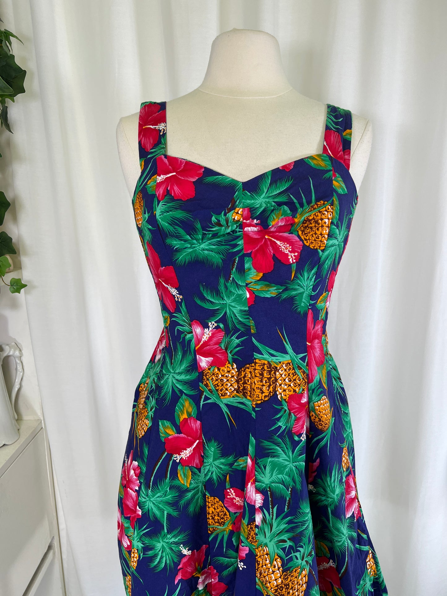 80s Royal Creations Hawaiian Print Mini Dress