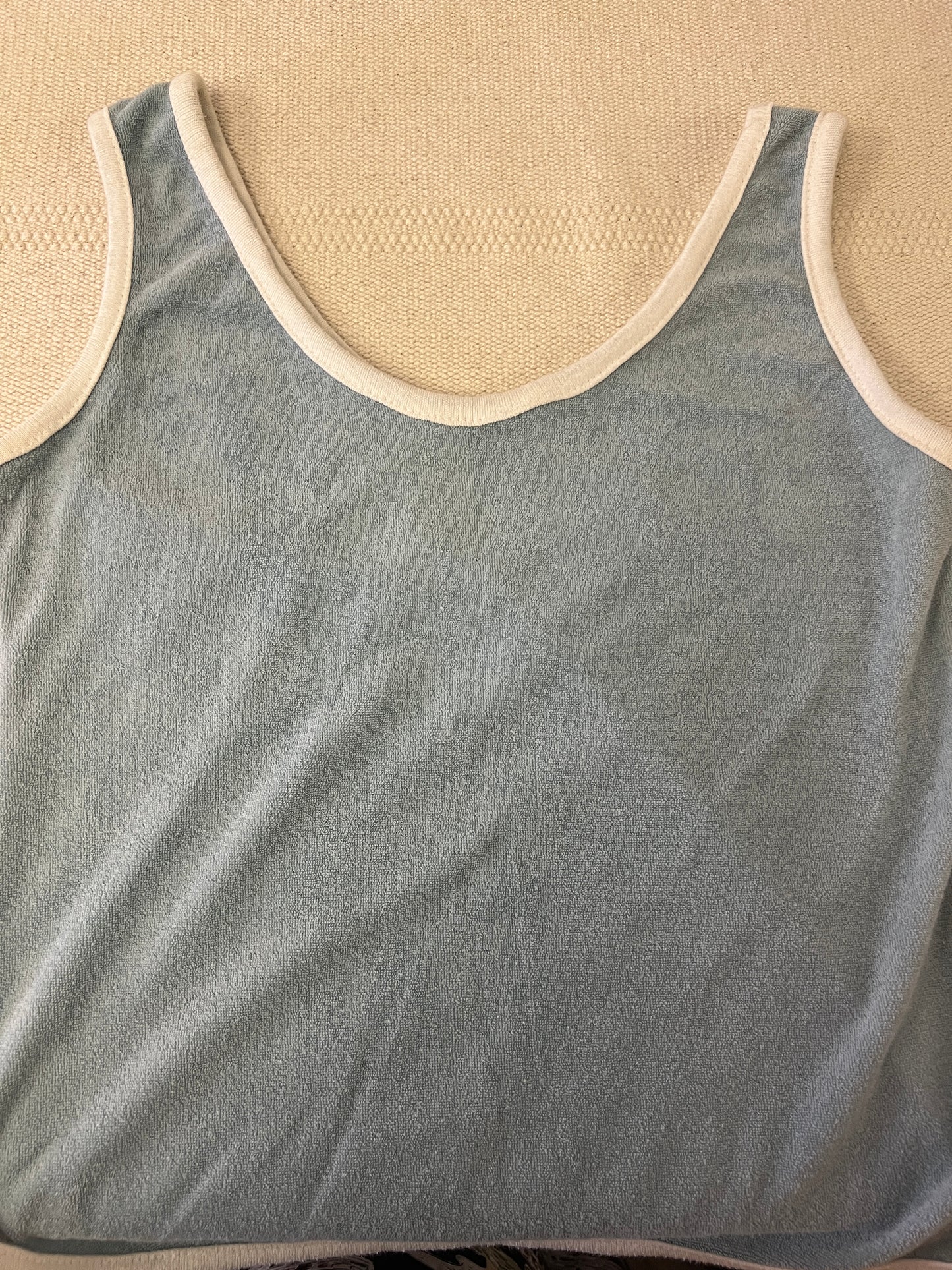 80s Blue and White Terrycloth Tank Top