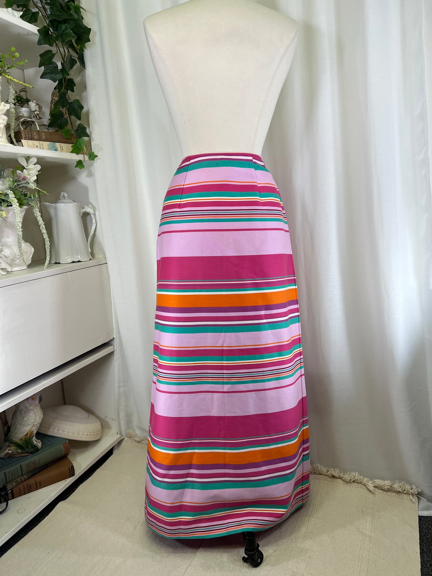 70s Patty Woodard Sherbet Dreams Striped Maxi Skirt