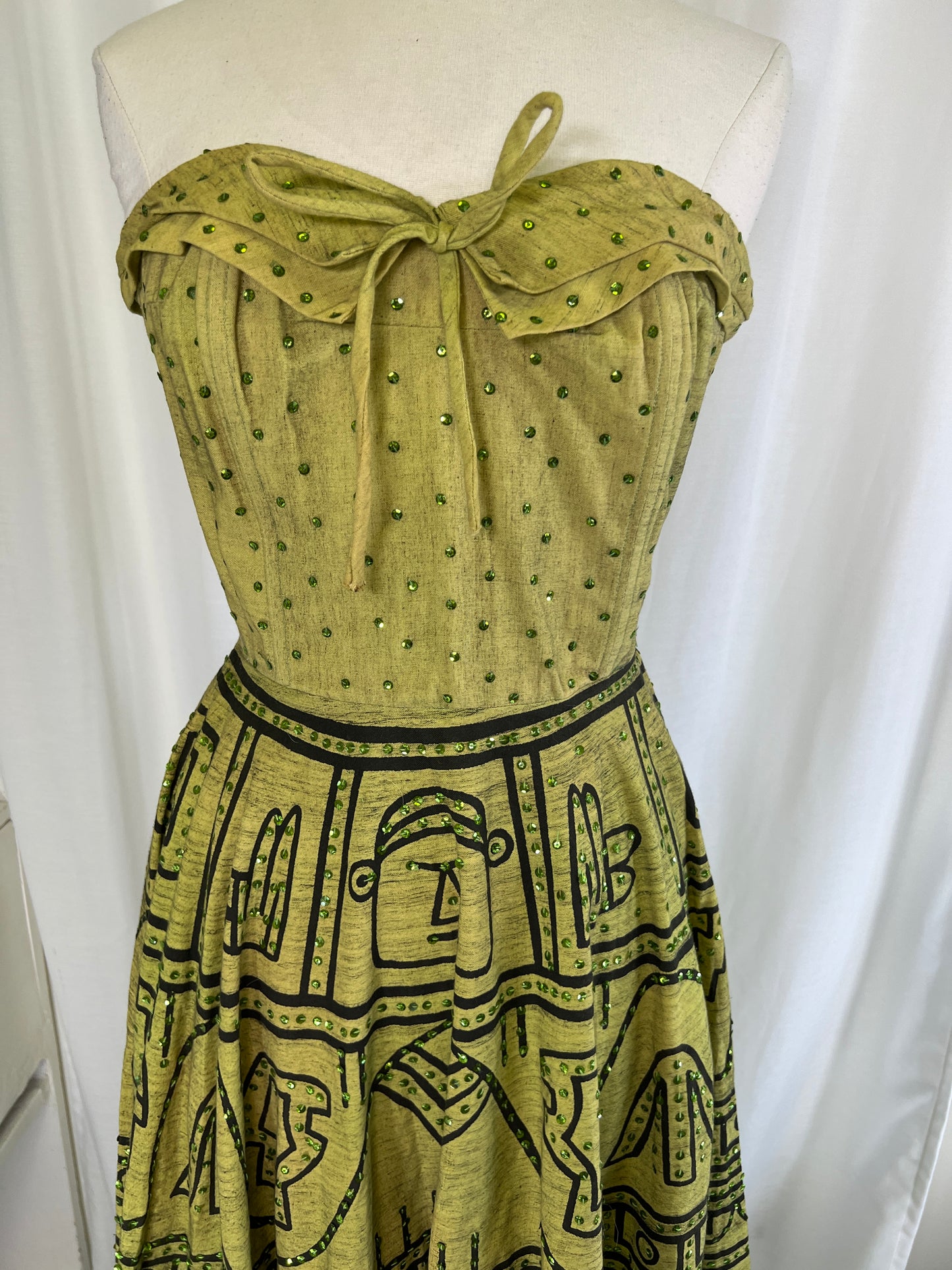 50s Green Sequined Mexican Souvenir Dress