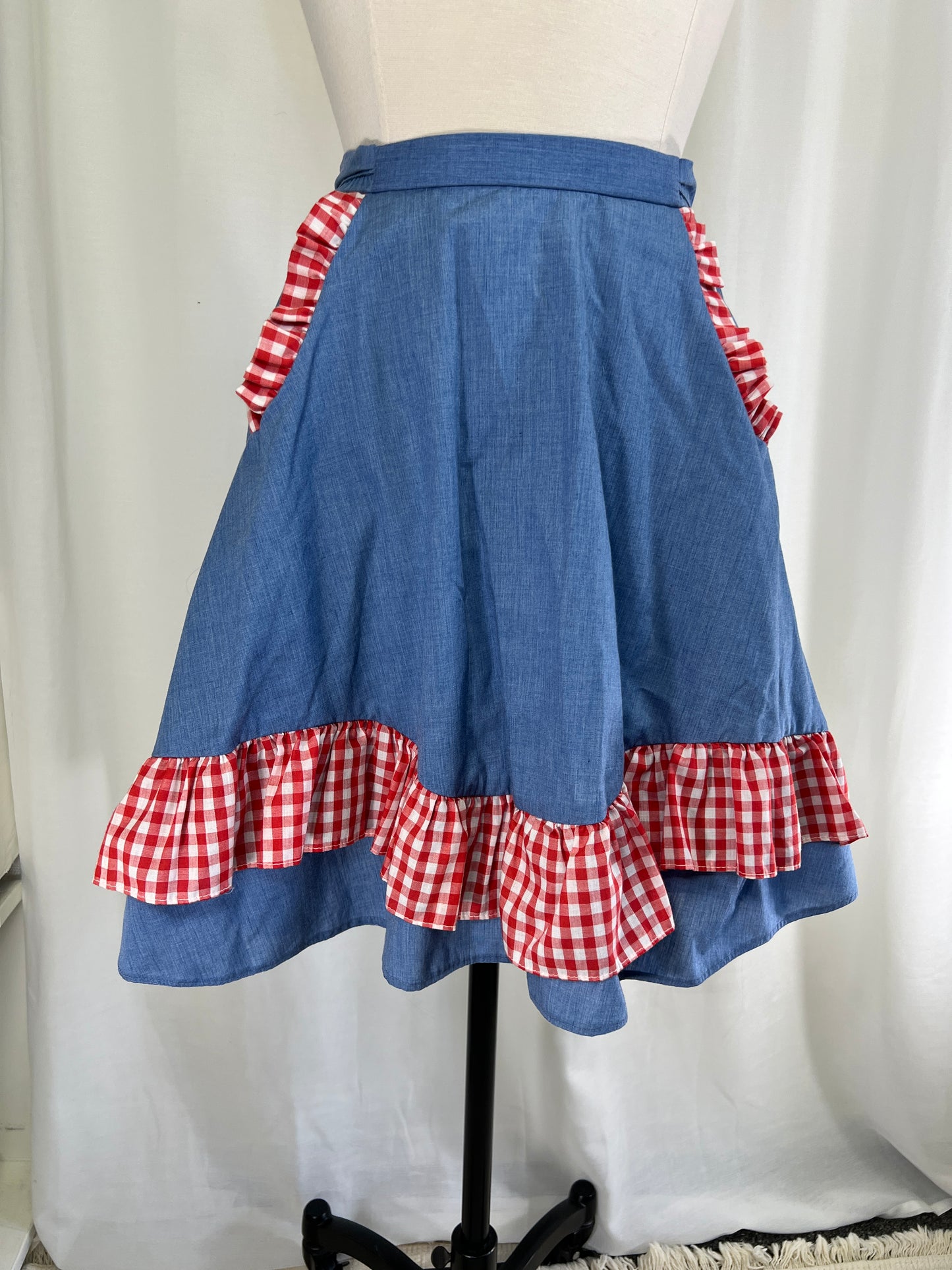 70s Denim and Gingham Western Square
Dancing Skirt by Square Up Fashions