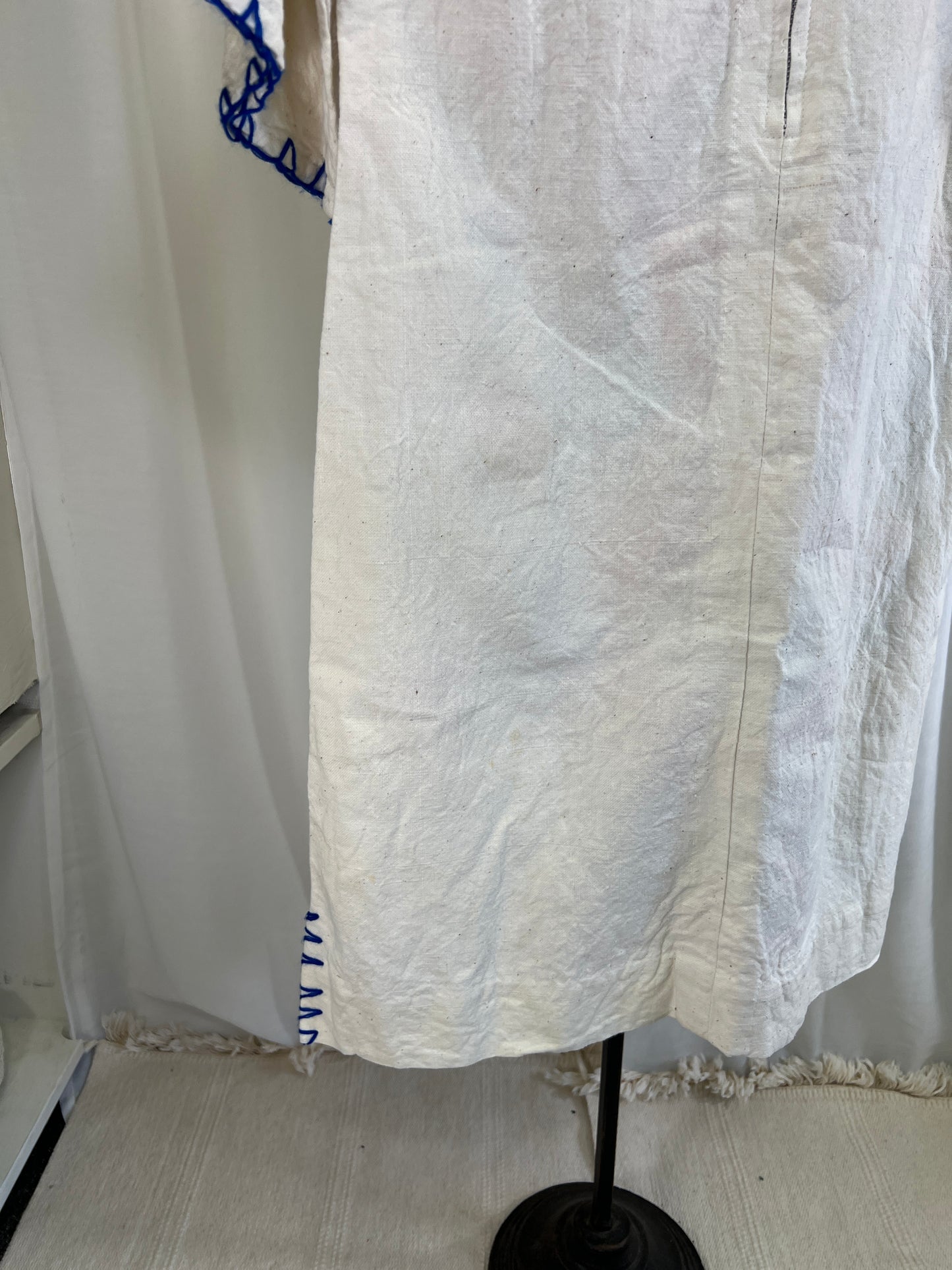 60s Red White and Blue Cross-stitched Bell Sleeved Dress
