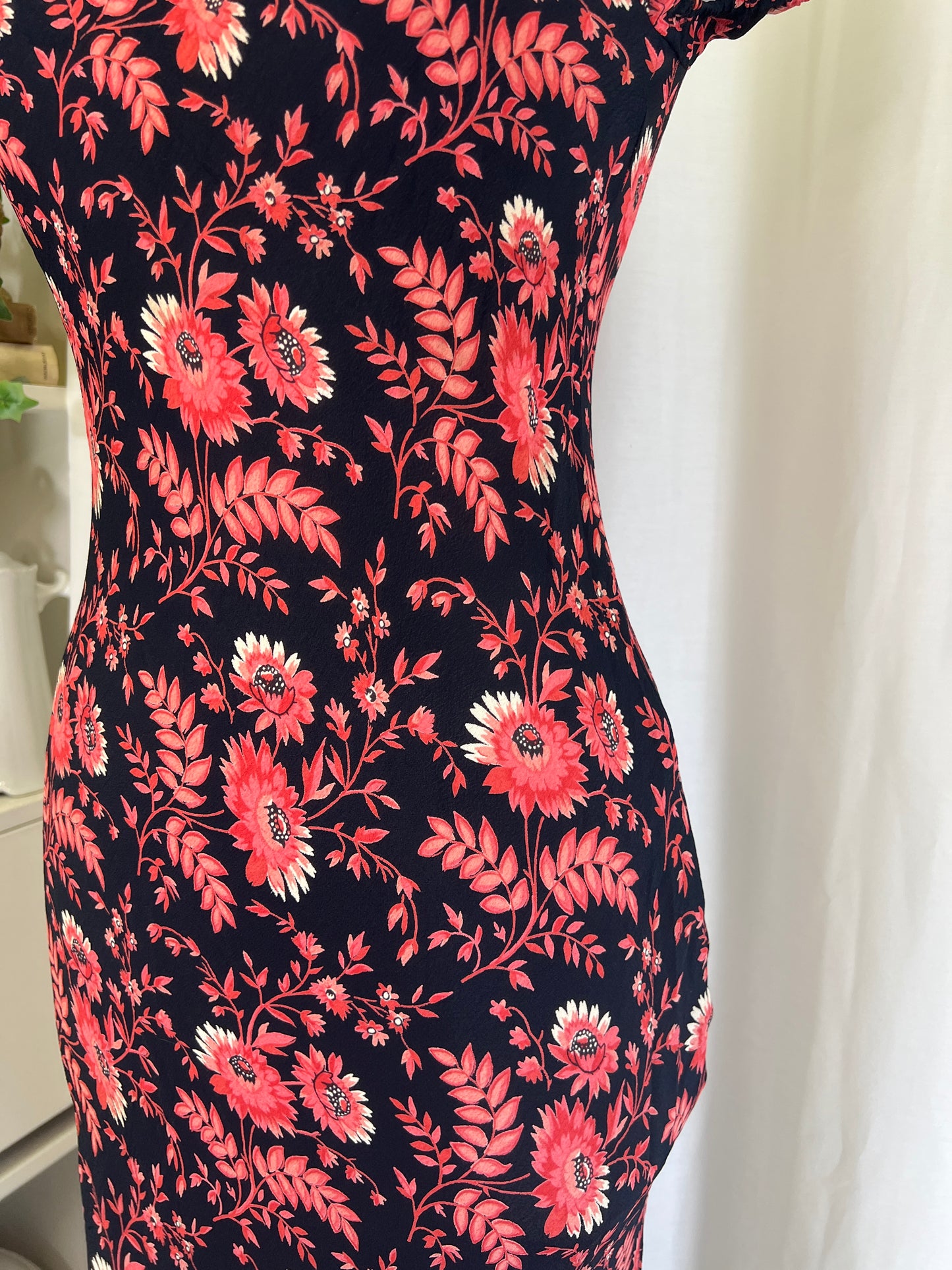 90s Rampage Navy and Pink Floral Maxi Dress