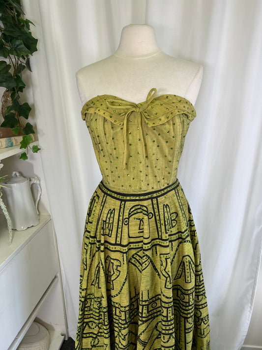 50s Green Sequined Mexican Souvenir Dress