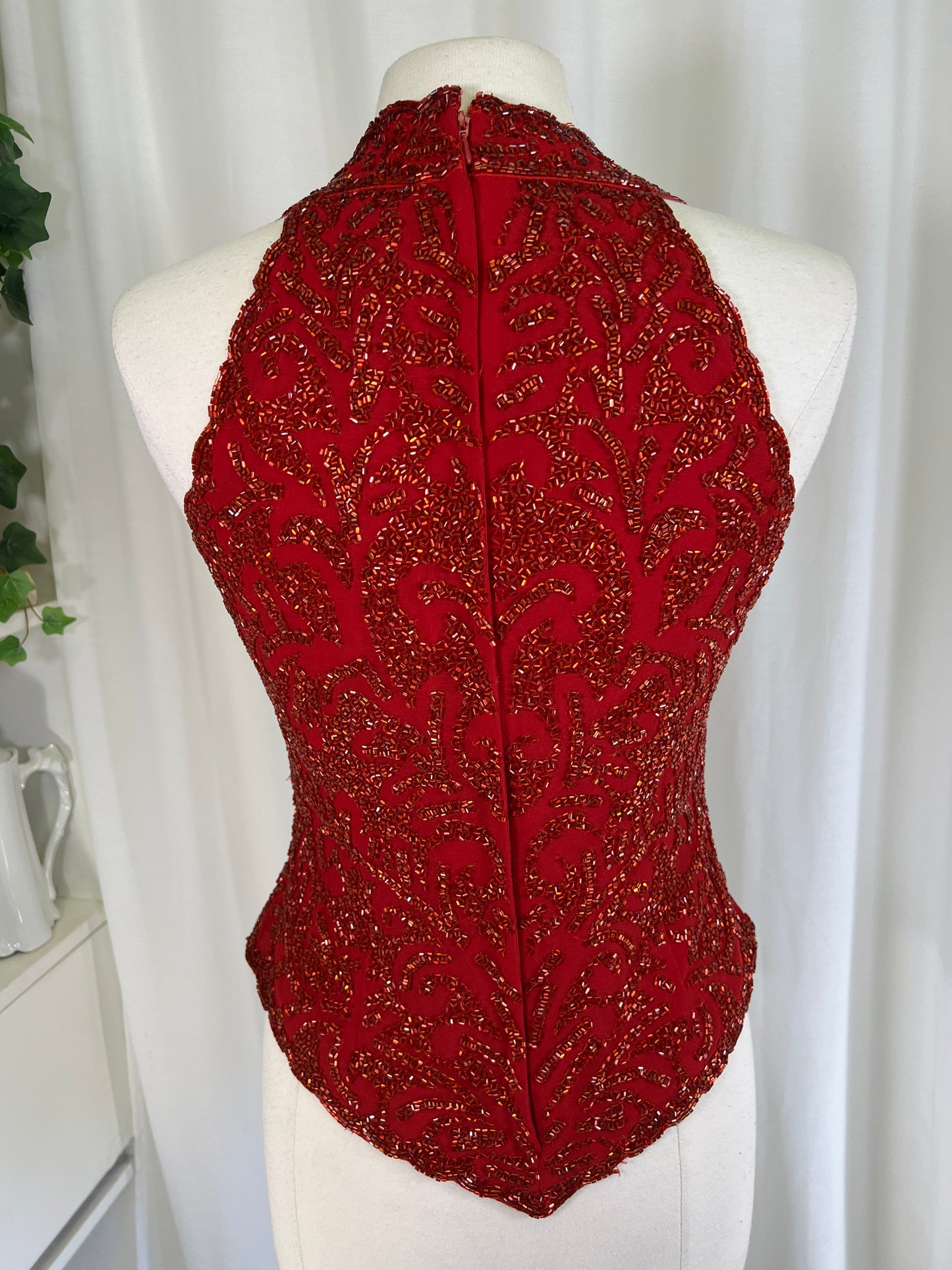 90s Y2K Red Beaded JKARA Tank Blouse