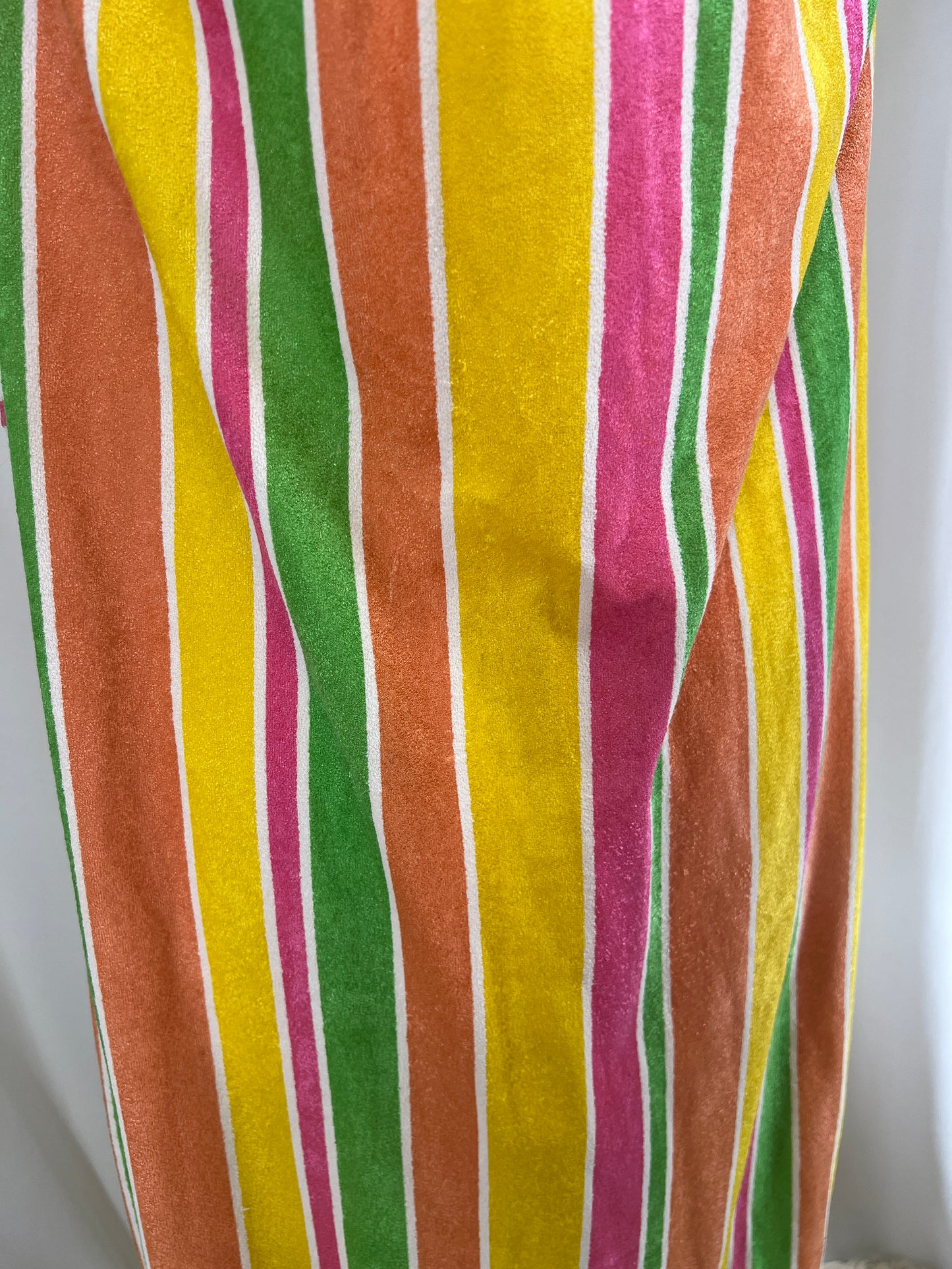 70s Terry Cloth Style Rainbow Candy Striped Maxi Dress