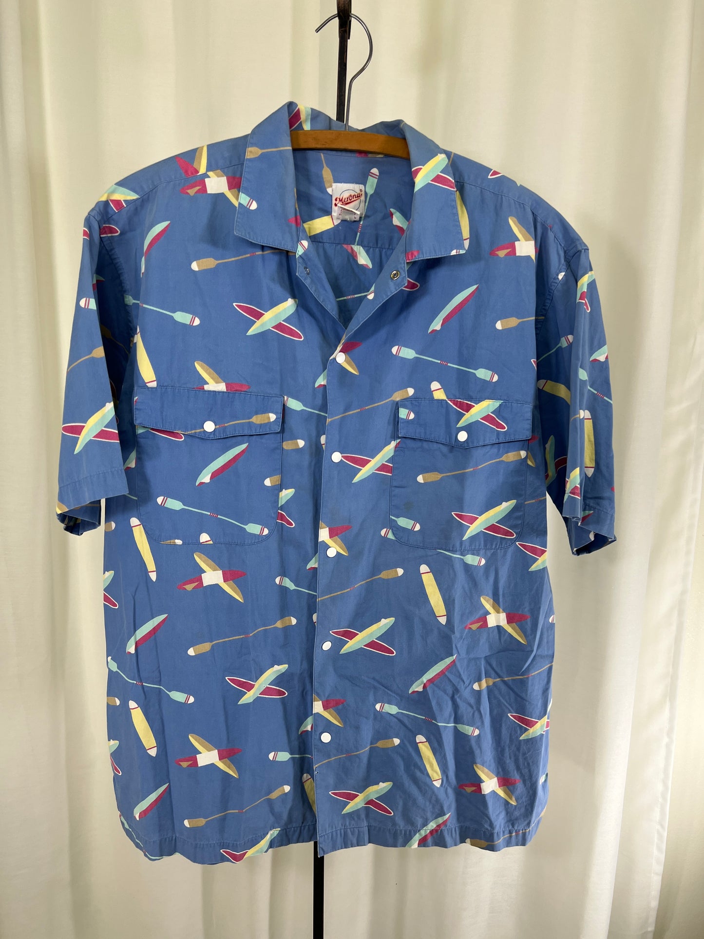 80s Merona Surfboards and Paddles Patterned Shirt