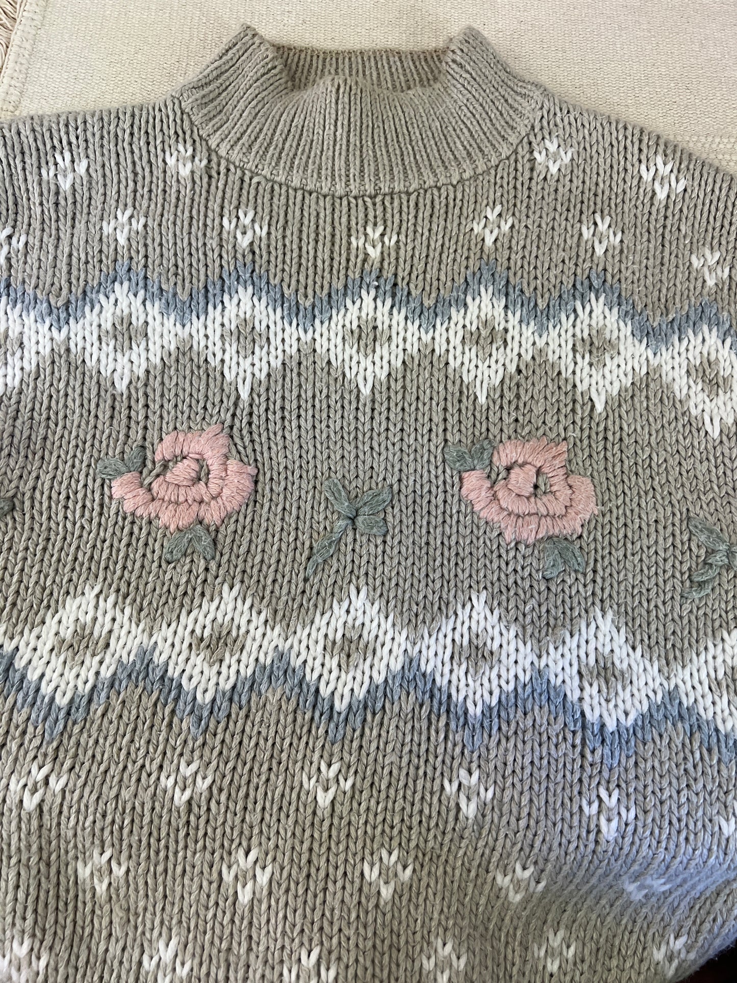 80s Currants Rose Patterned Sweater