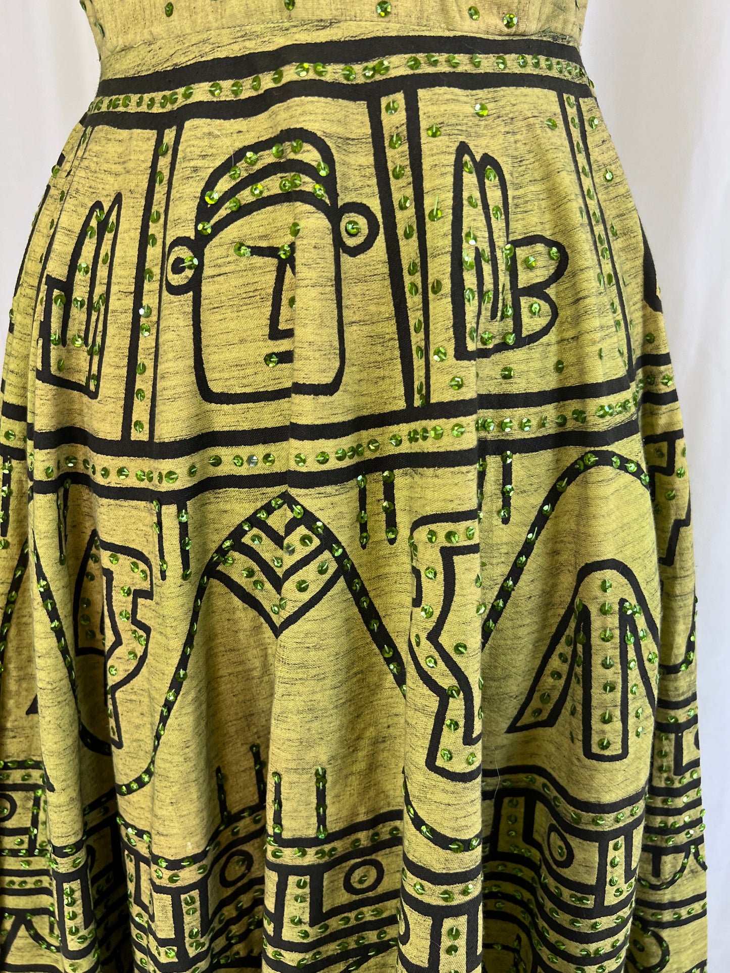 50s Green Sequined Mexican Souvenir Dress