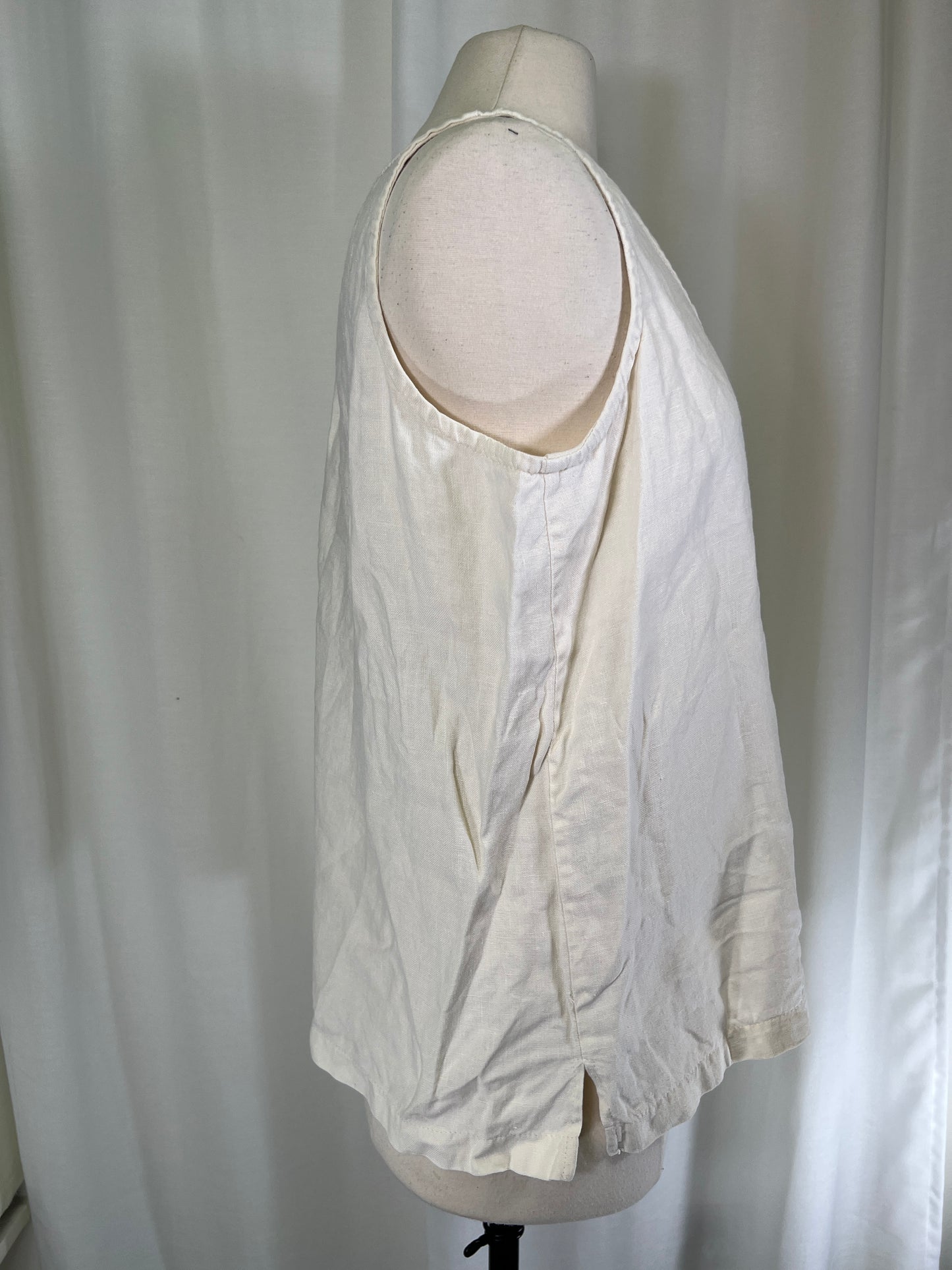 80s Boxy Cream Linen Tank Blouse