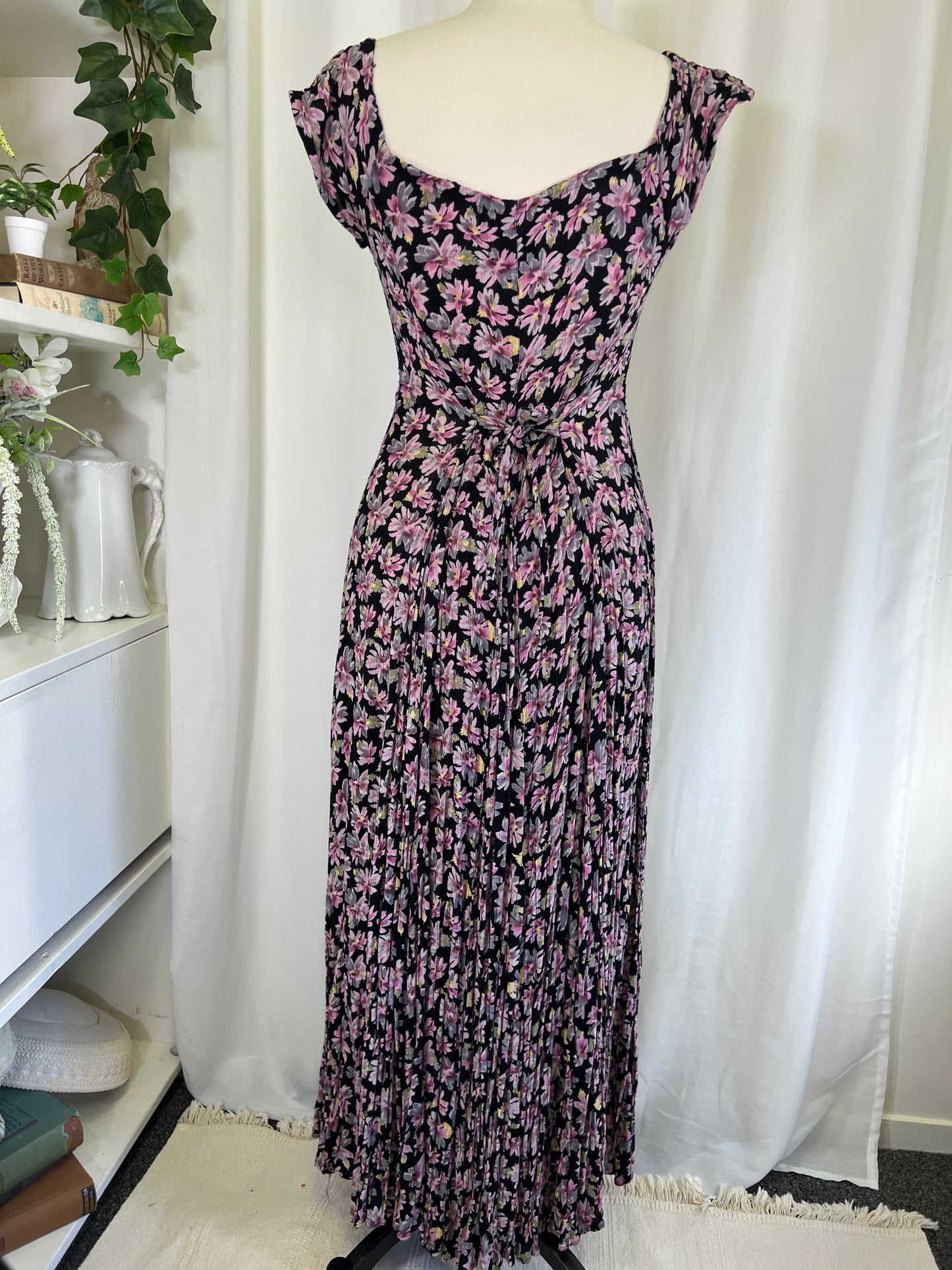 90s Starina Floral Rayon Print Maxi Dress