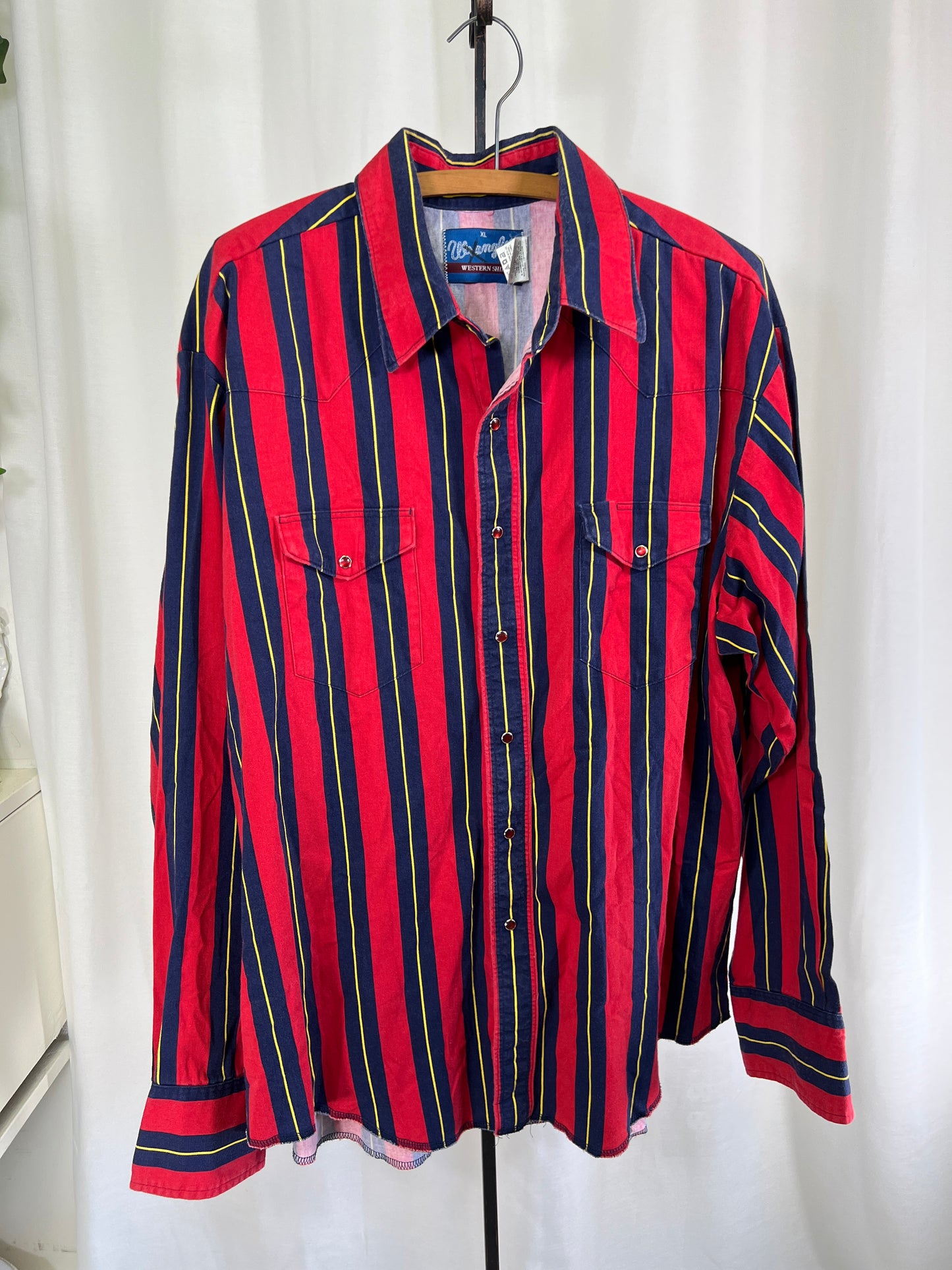 90s Wrangler Striped Western Pearl Snap Shirt