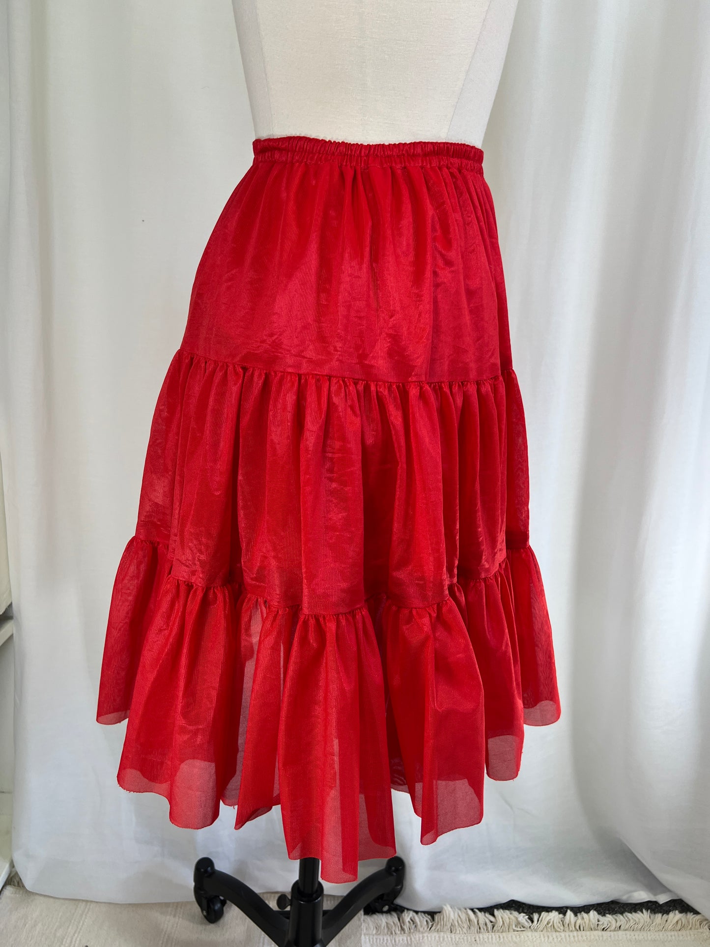 90s Y2K Red Western Square Dancing Skirt Petticoat